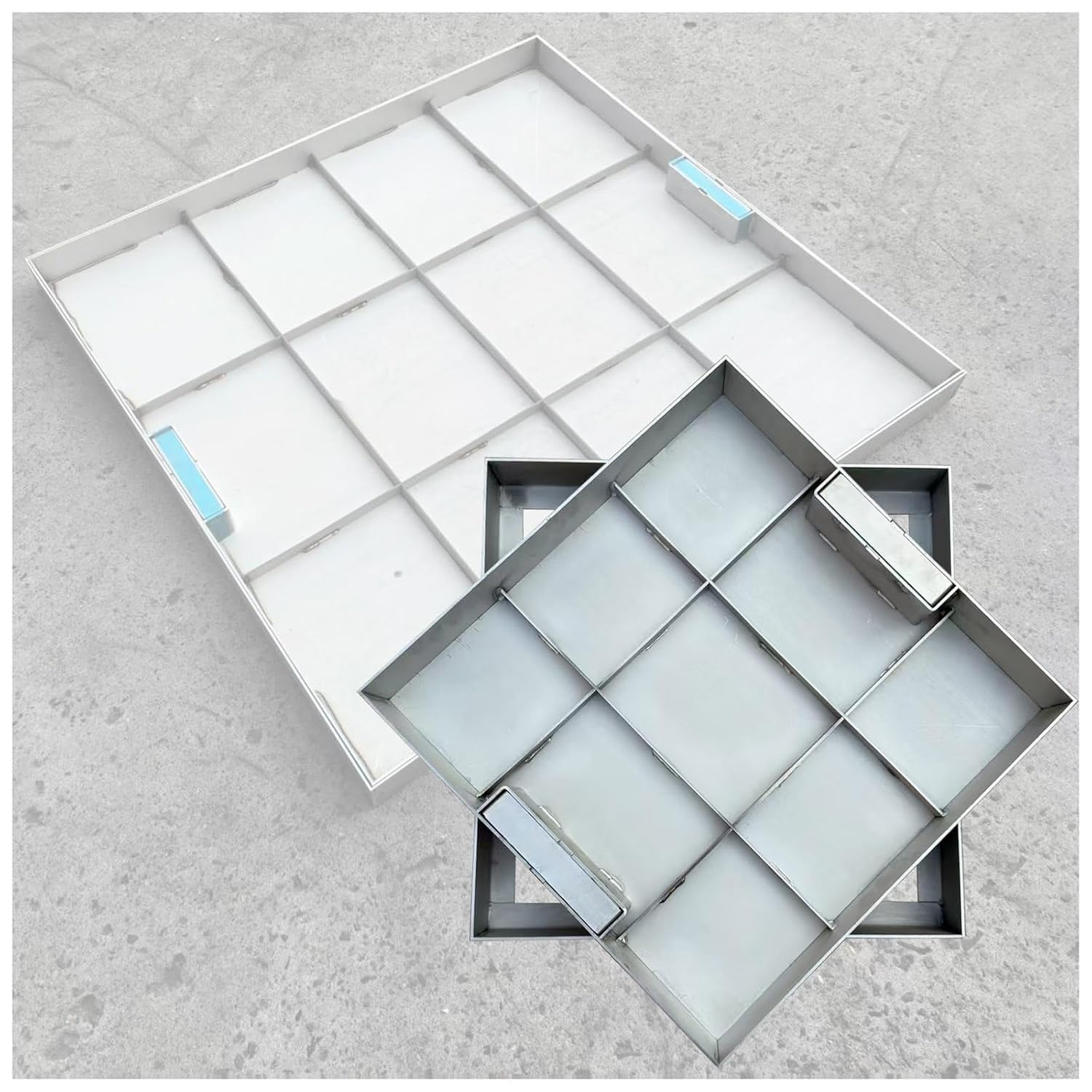 Tapa de arqueta Cubierta de Cuenca de Aguas residuales Pesadas con manijas retráctiles, Tapa del Tanque séptico Invisible para Patio, Carretera, pavimento(30x30x5cm-LXWXH)