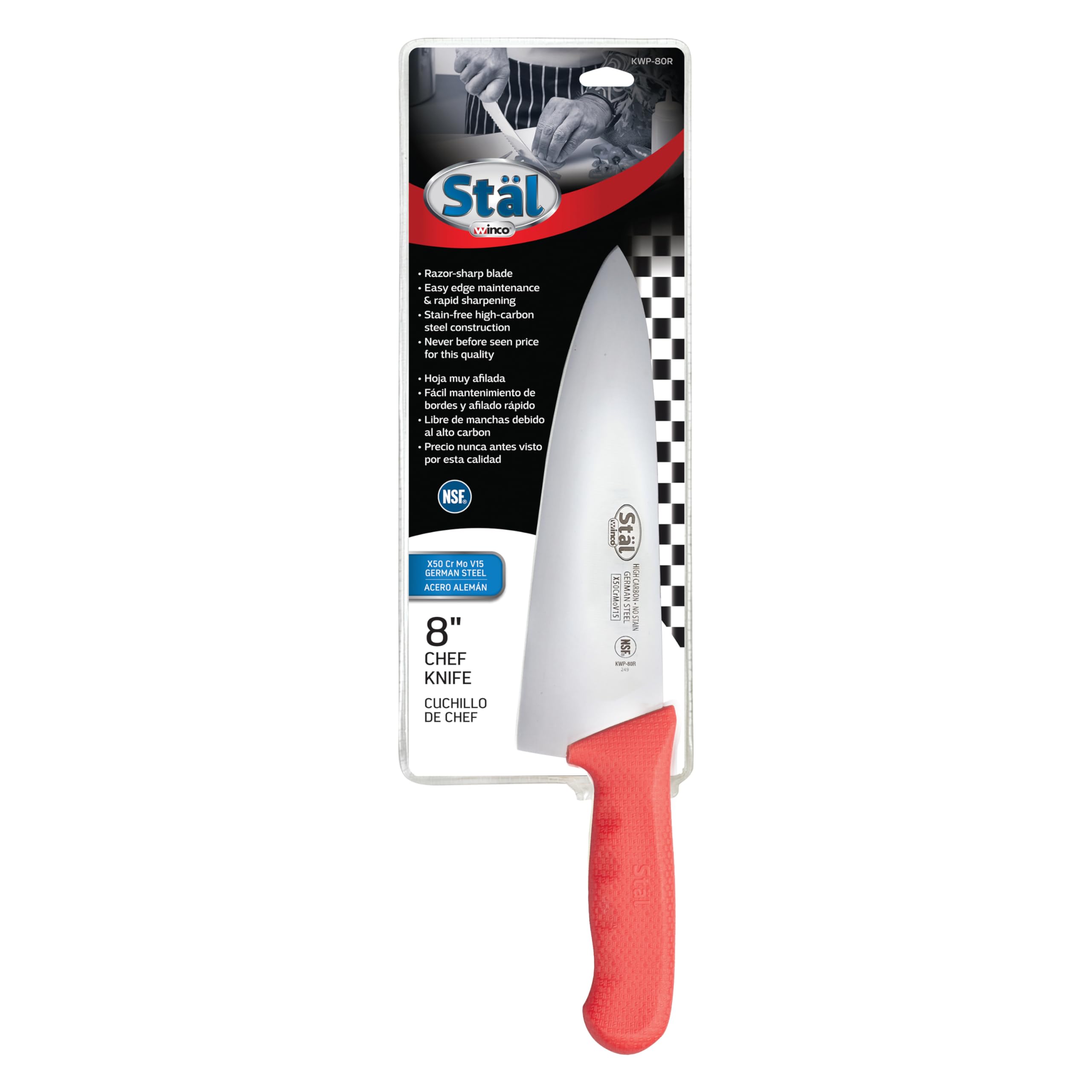 Winco 8" Red Chef's Commercial-Grade Knife — Amazon image 4