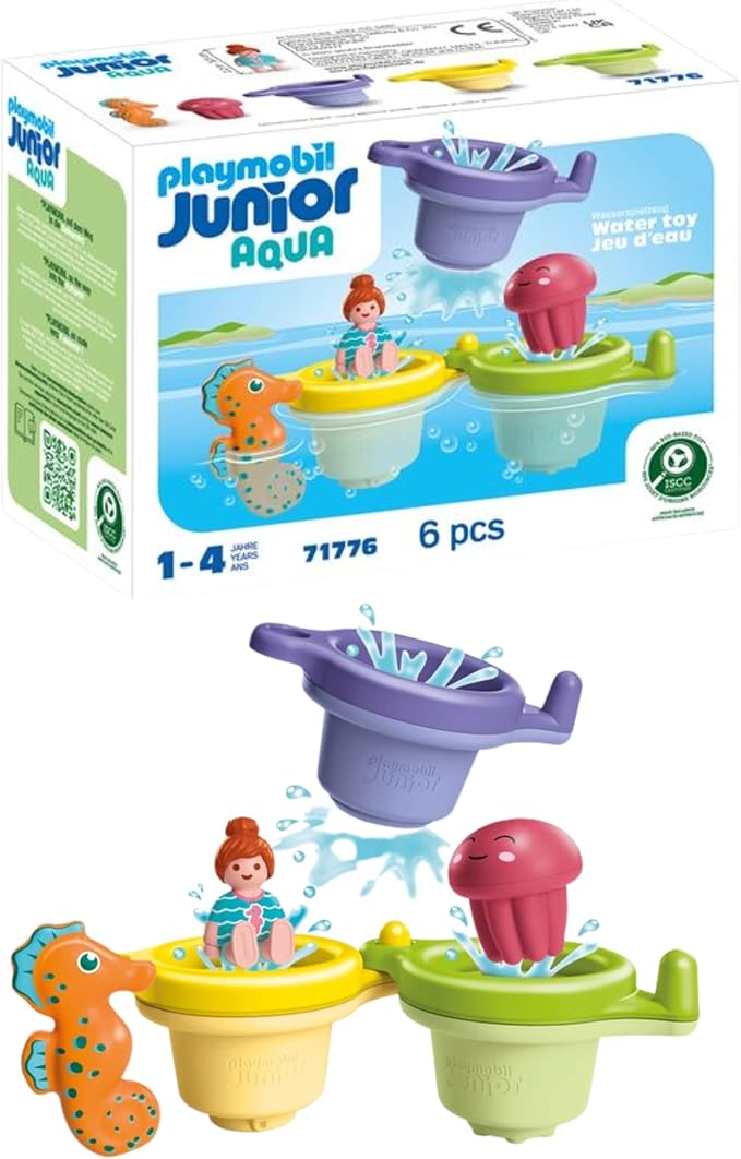 PLAYMOBIL | JUNIOR Aqua | Schwimmbecher mit Wasserspaß | Wasserspielzeug ab 1 Jahr | Geschenk für Kleinkinder | Lehrreich & Spaß beim Baden | Nachhaltiges Badespielzeug | 71776