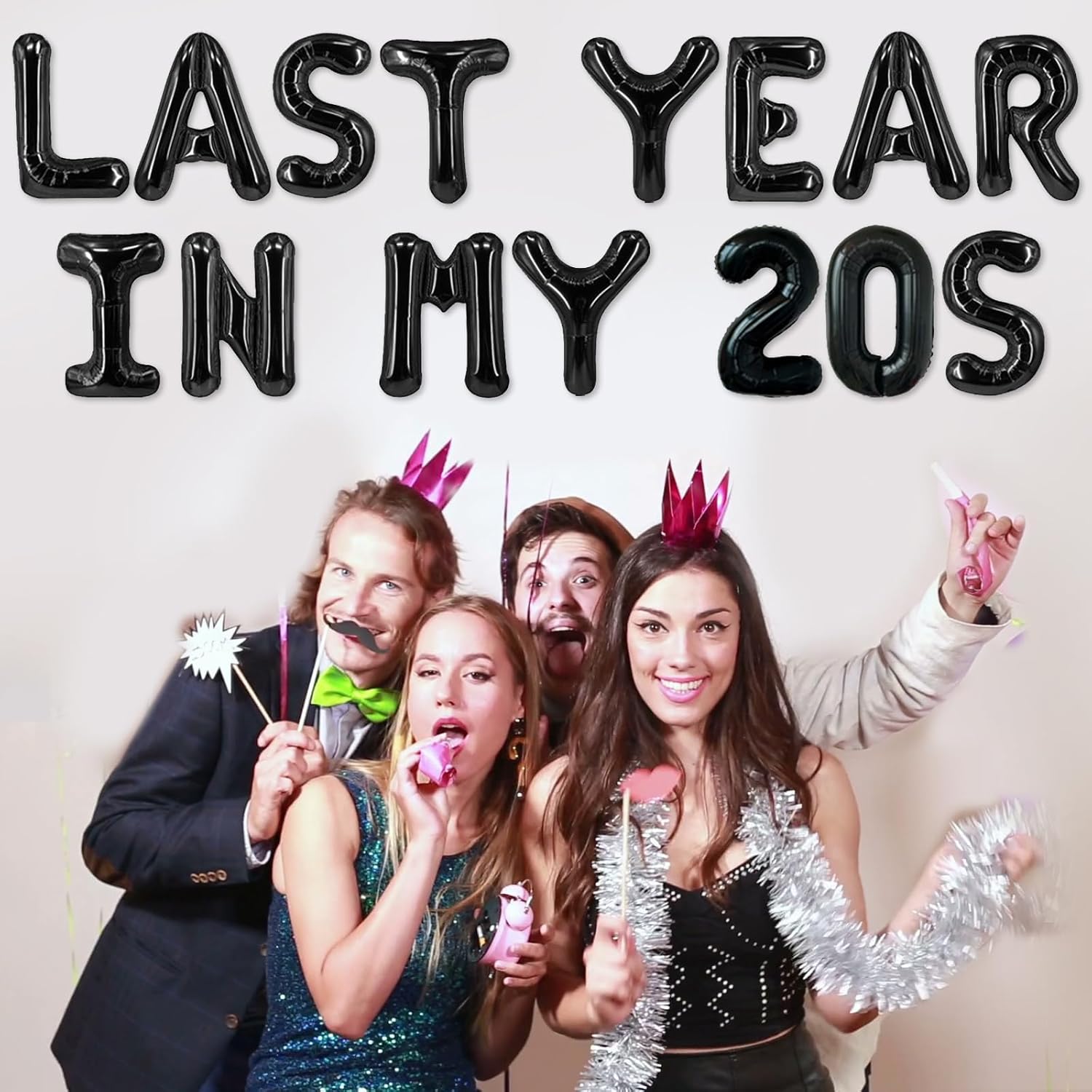 Last Year in My 20s Birthday Balloons Black Foil Latex Balloon - 29th Birthday Decorations for Woman Man - Image 6