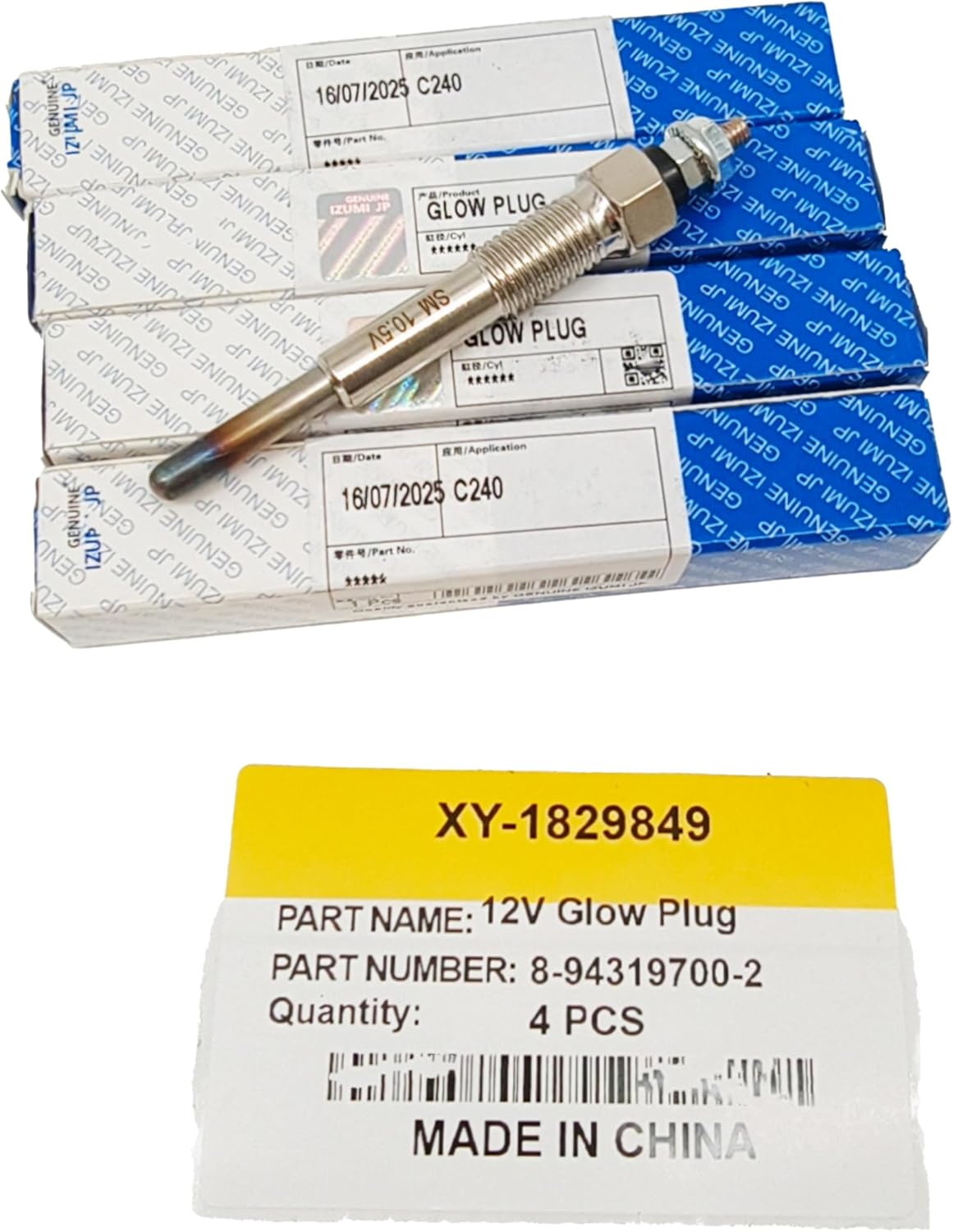 8943197002 8941444120 12V Glow Plug Glow Plug Fits for Isuzu Engine 3AD1 3KB1 3KR1 4FE1 C240 C190 C201 C221 4BA1 D500 4FA1 8-94319700-2 8-94144412-0