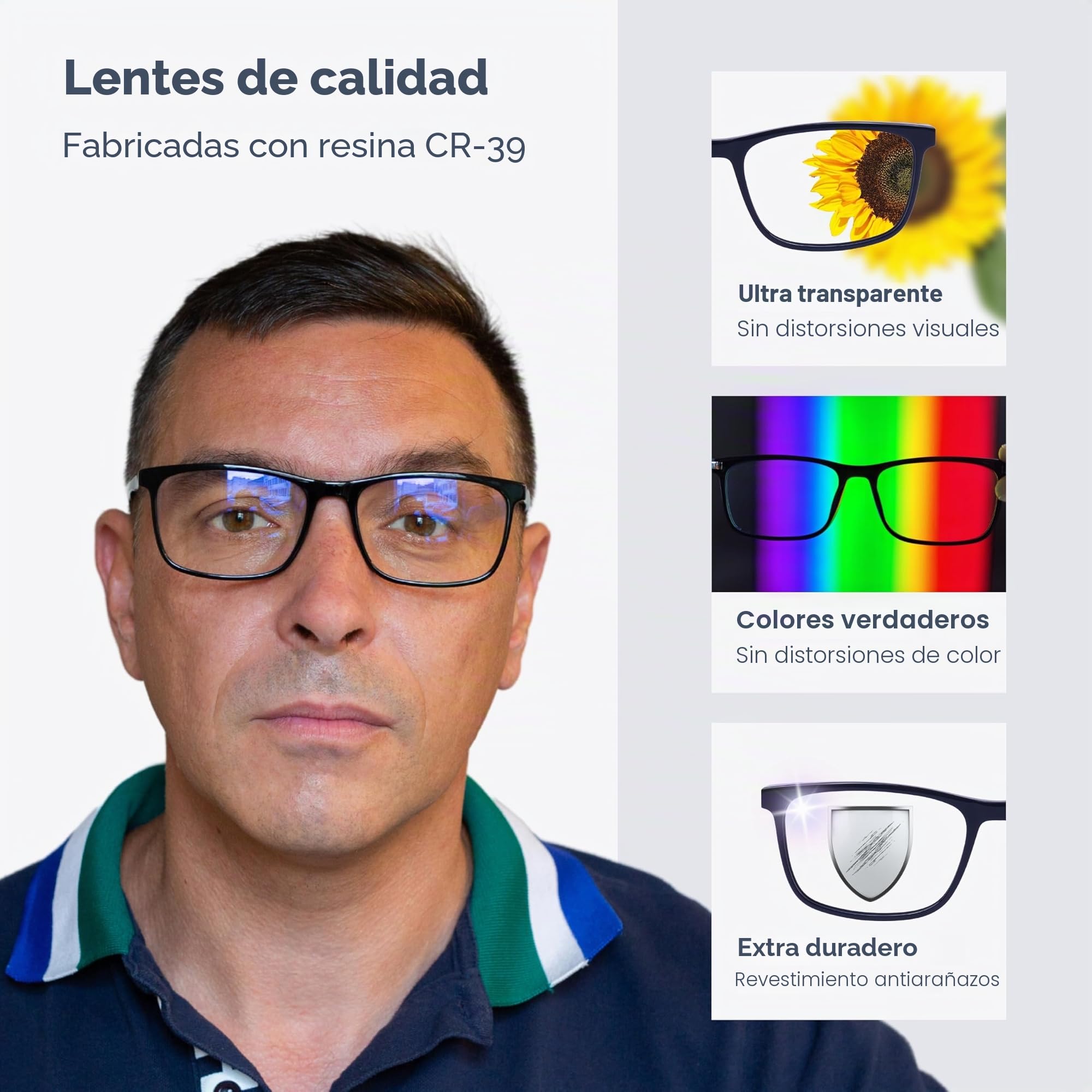 Cvantus Gafas de lectura prémium | Graduación de calidad, realizada por optometristas | Protección luz azul & UV, Antirreflejos | Gafas de lectura cuadradas para hombre y mujer
