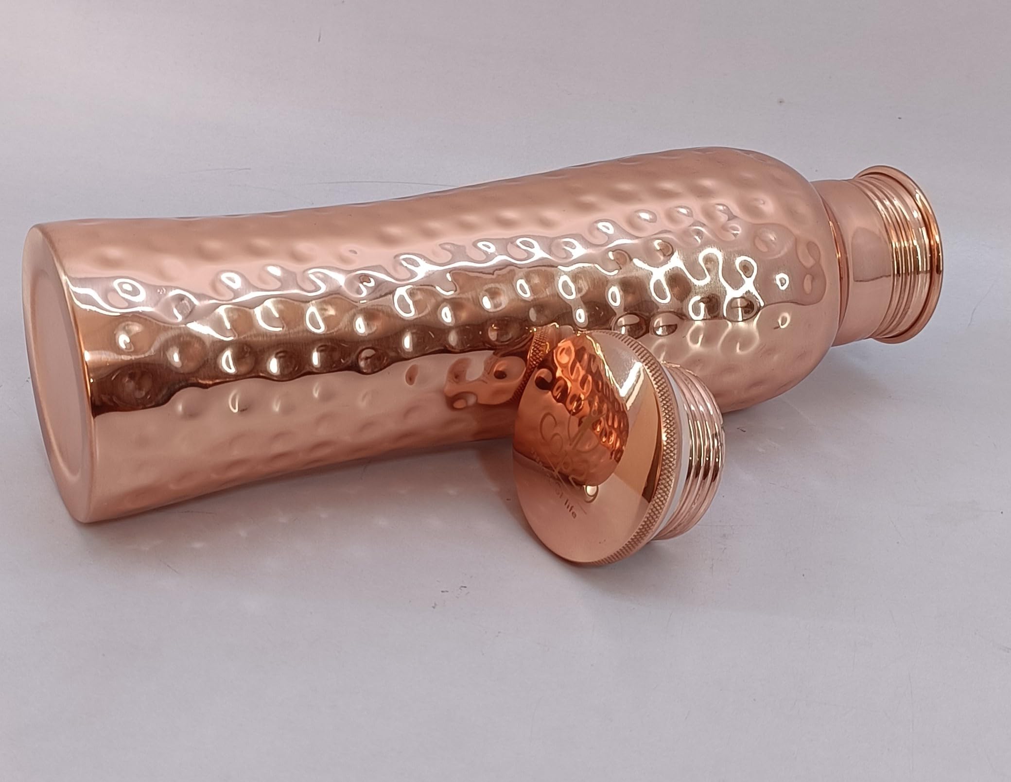 Cop29 Fairy Kupfer-Wasserflasche, glänzend, gehämmert, 900 ml, handgefertigt, auslaufsicher, ayurvedisches reines Kupfer, ideal für Hydratation, Sport, Yoga und den täglichen Gebrauch, genießen Sie