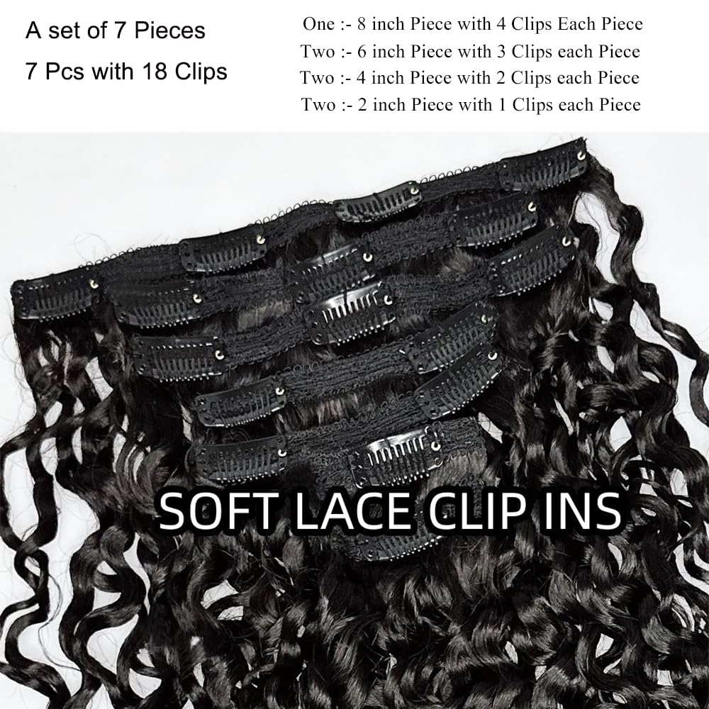Extensiones de cabello humano rizado birmano con clip 3C4A, extensiones de cabello humano con clip de encaje 3C4A, 7 unidades, 4.23 onzas/juego, pinzas clásicas en espiral, extensiones de cabello 5