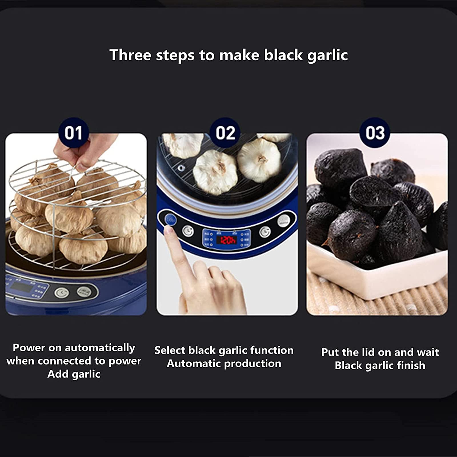 DFEDHF Máquina inteligente de AJO Negro de 6 l, máquina de fermentación multifunción, con rejilla de fermentación de tres capas, para yogur, vino de arroz, vinagre de frutas, etc.