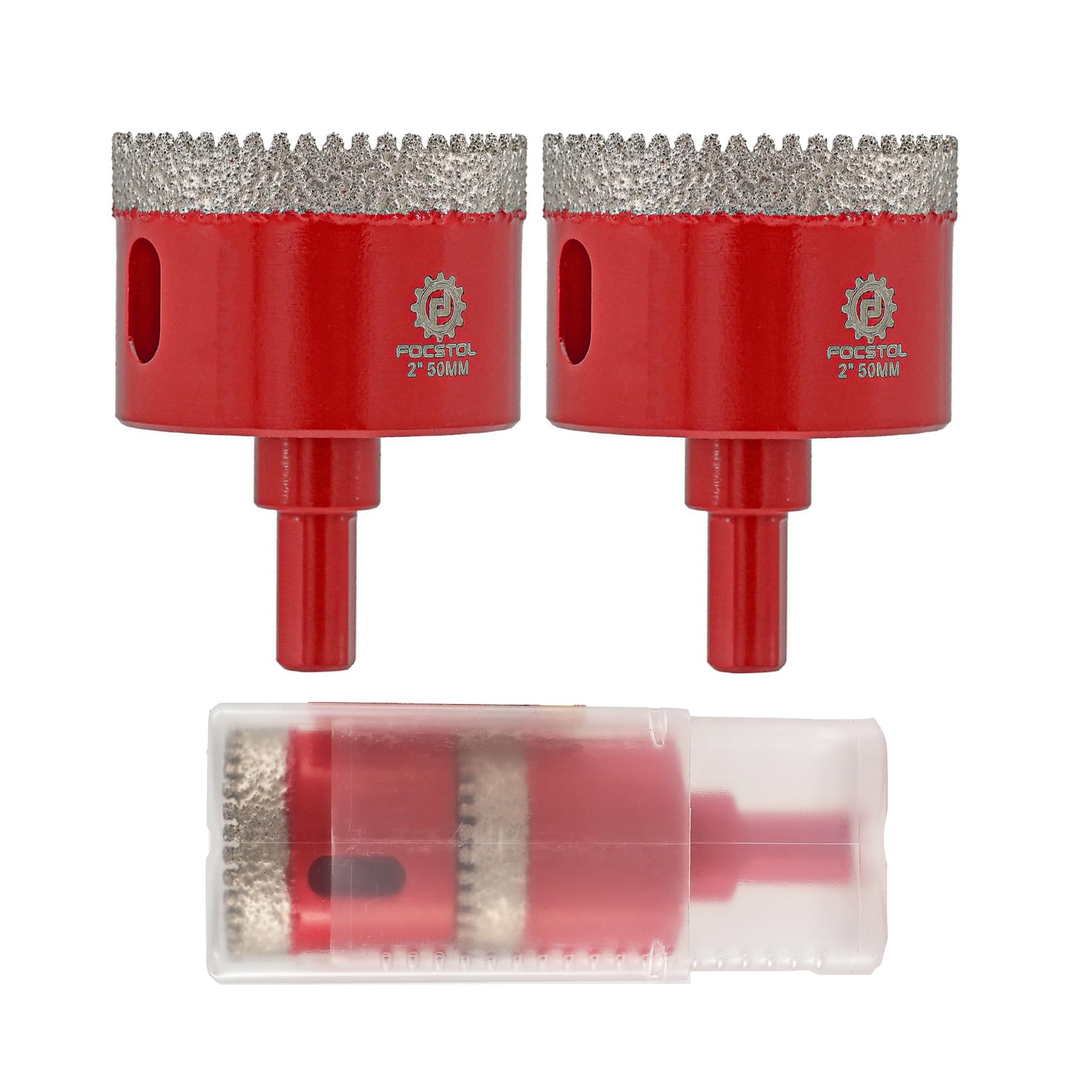 Diamond Core Drill Bit 2 Inch - FOCSTOL 2pcs 50mm Diamond Hole Saw with Triangle Shank for Porcelain Ceramic Tile Marble Granite