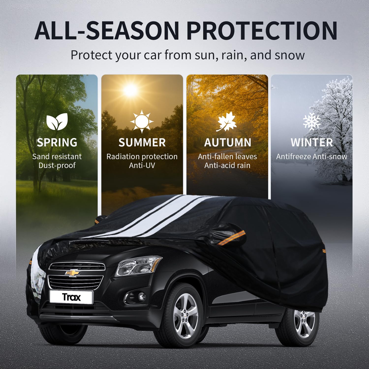 Aoulette Car Cover Custom Fit for Chevrolet Chevy Trax 2013-2026 Outdoor Indoor Full Car Cover with Towel Dust — view 5
