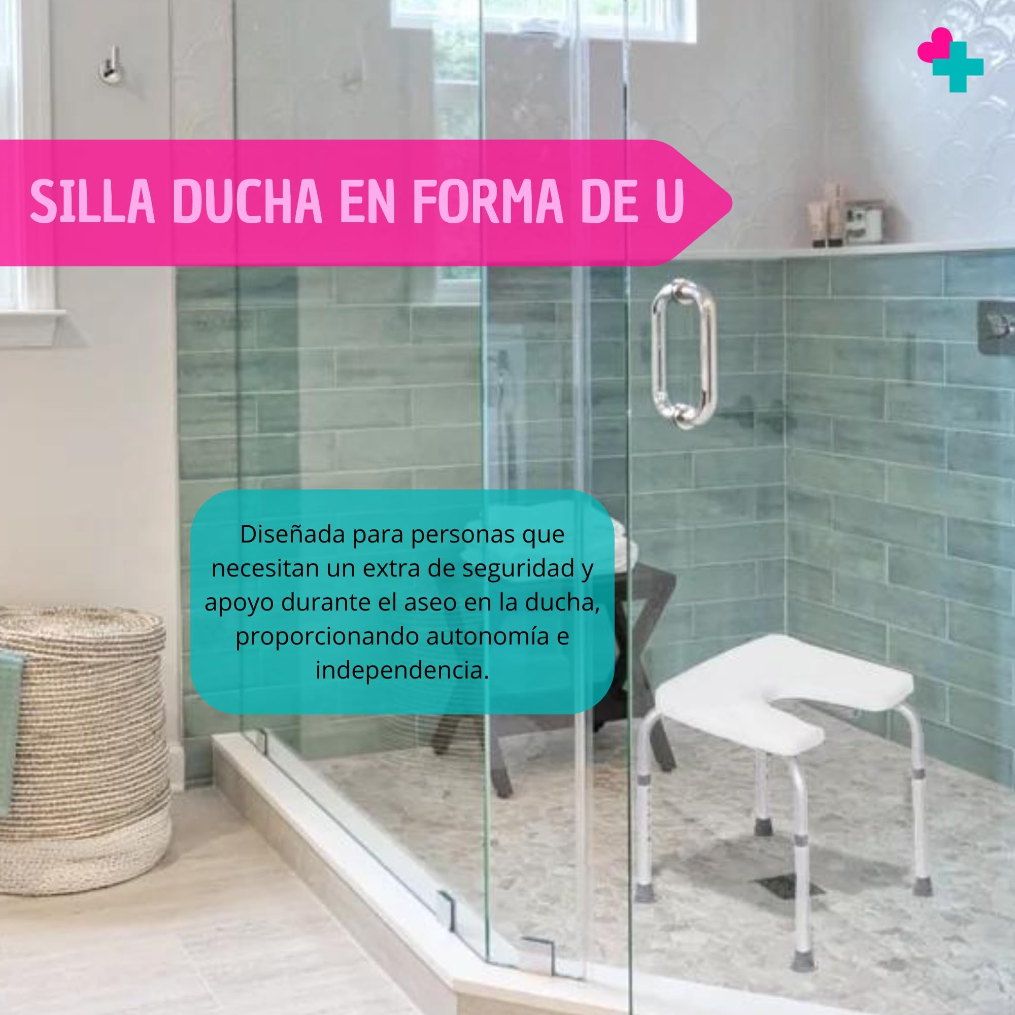 Taburete Baño en Forma de U | Taburete Ducha con asideras | Asiento Ortopédico | Regulable y Antideslizante | Silla Ducha Personas Mayores: Cómoda, Segura y Ligera | 120kg MAX (2 Unidades)