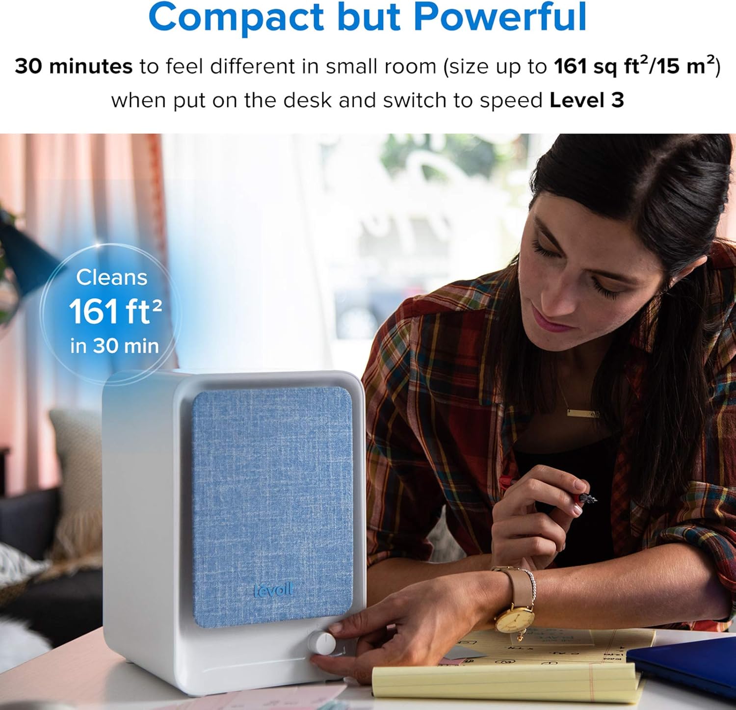 Flаѕh Sаlе Buу 1 gеt 1 LEVOIT Air Purifiers for Bedroom Home, HEPA Freshener Filter Small Room for Smoke, Allergies, Pet Dander, Pollen, Odor, Dust Remover, Ozone Free, Quiet, Desktop, Office, Table Top, LV-H126, Blue