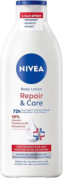 NIVEA Body Lotion Repair & Care, Body Cream for Very Dry Skin & to Relieve Tension Feelings, Body Lotion with Glycerin, Ni...