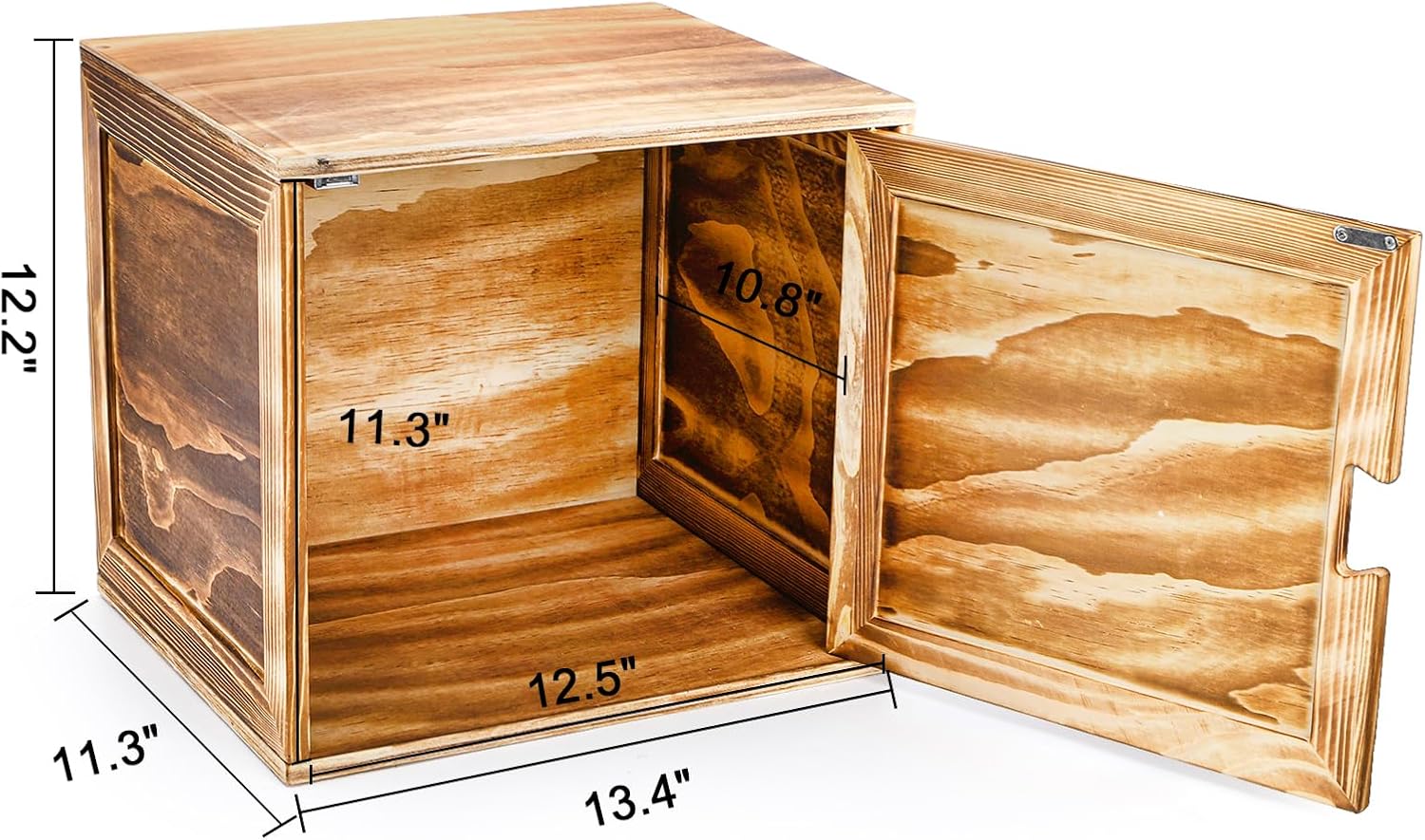 Fasmov Cube Storage Organizer, Wooden Cube Bookshelf, Stackable Connect Storage Cube Cubby Organizer with Door, Stackable Cubes Bin for Kitchen, Living Room, Bedroom, Home and Office