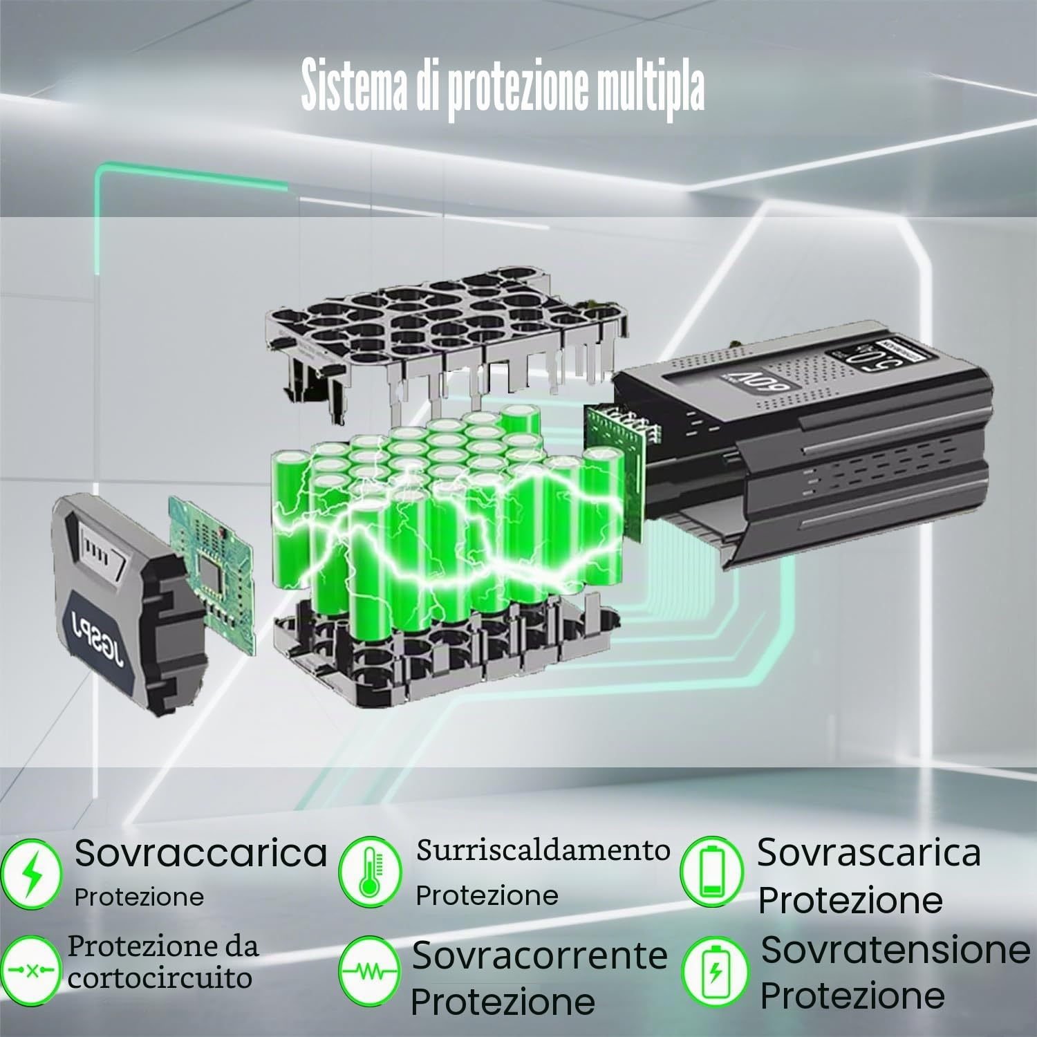 5.0Ah Ricambio per Greenworks 60V Batteria compatibile con gli strumenti della batteria Greenworks