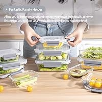 Vista 2 de [10 pack Glass Meal Prep Containers with Lids, Glass Food Storage Containers with Snap Locking Lids for Food, Bpa-free, Easy to Open&