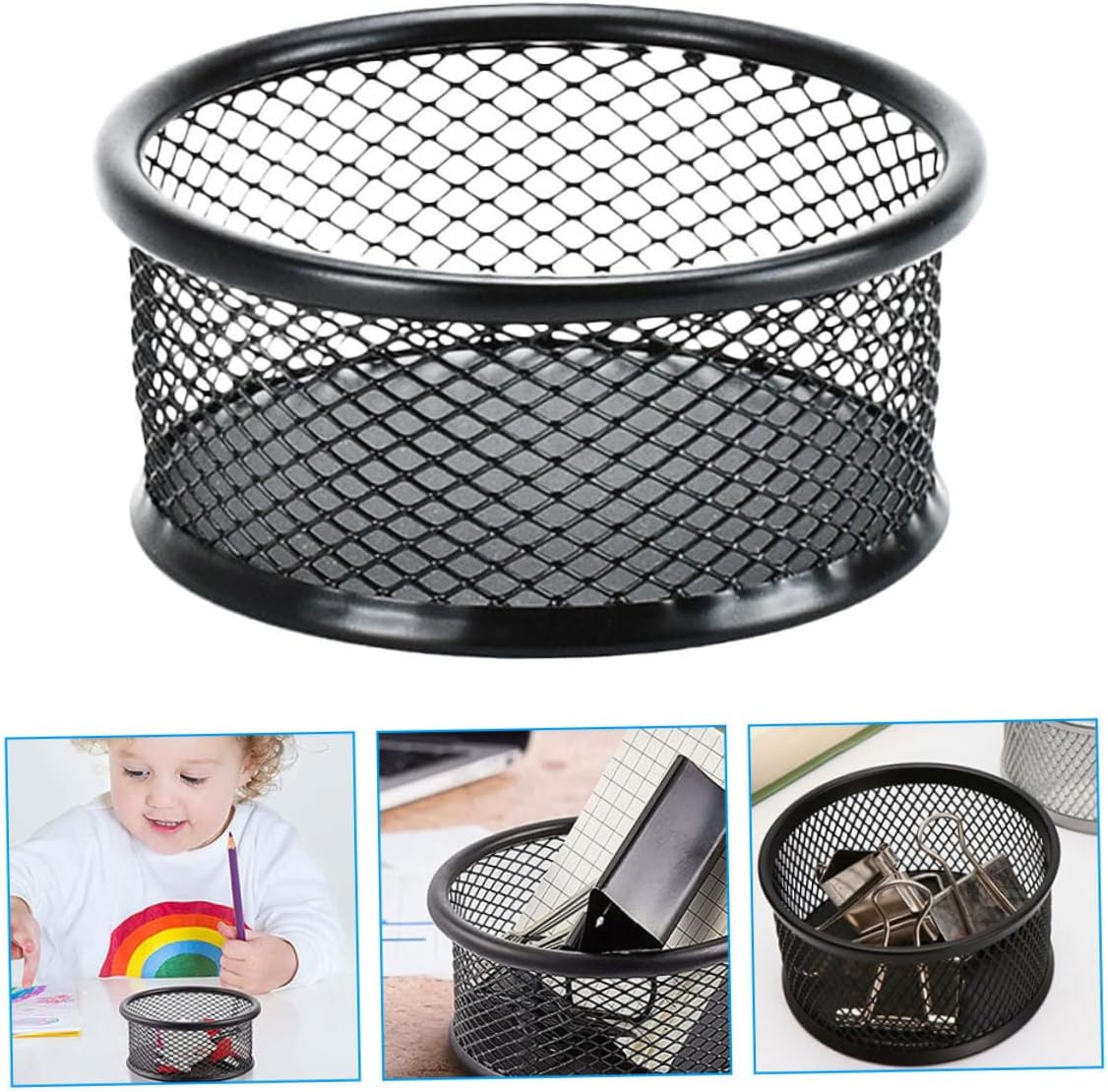 MAGICLULU 2pcs Mesh Design Paper Clip Storage Box Multi-functional Desk Organizer for Office Supplies Lightweight Stackable Paperclip Holder for Easy Access for Home School