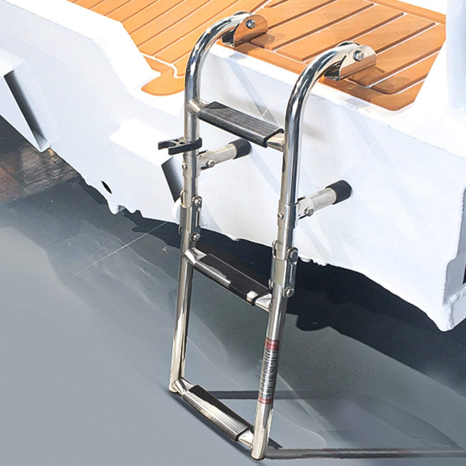 Scaletta Pieghevole per Barca da Bagno 2+1 Gradini in Acciaio per Attracco | Resistente per Yacht Per Sport Acquatici, Sub, Diportisti, Case Sul Lago, Molo per Nuoto e Imbarco