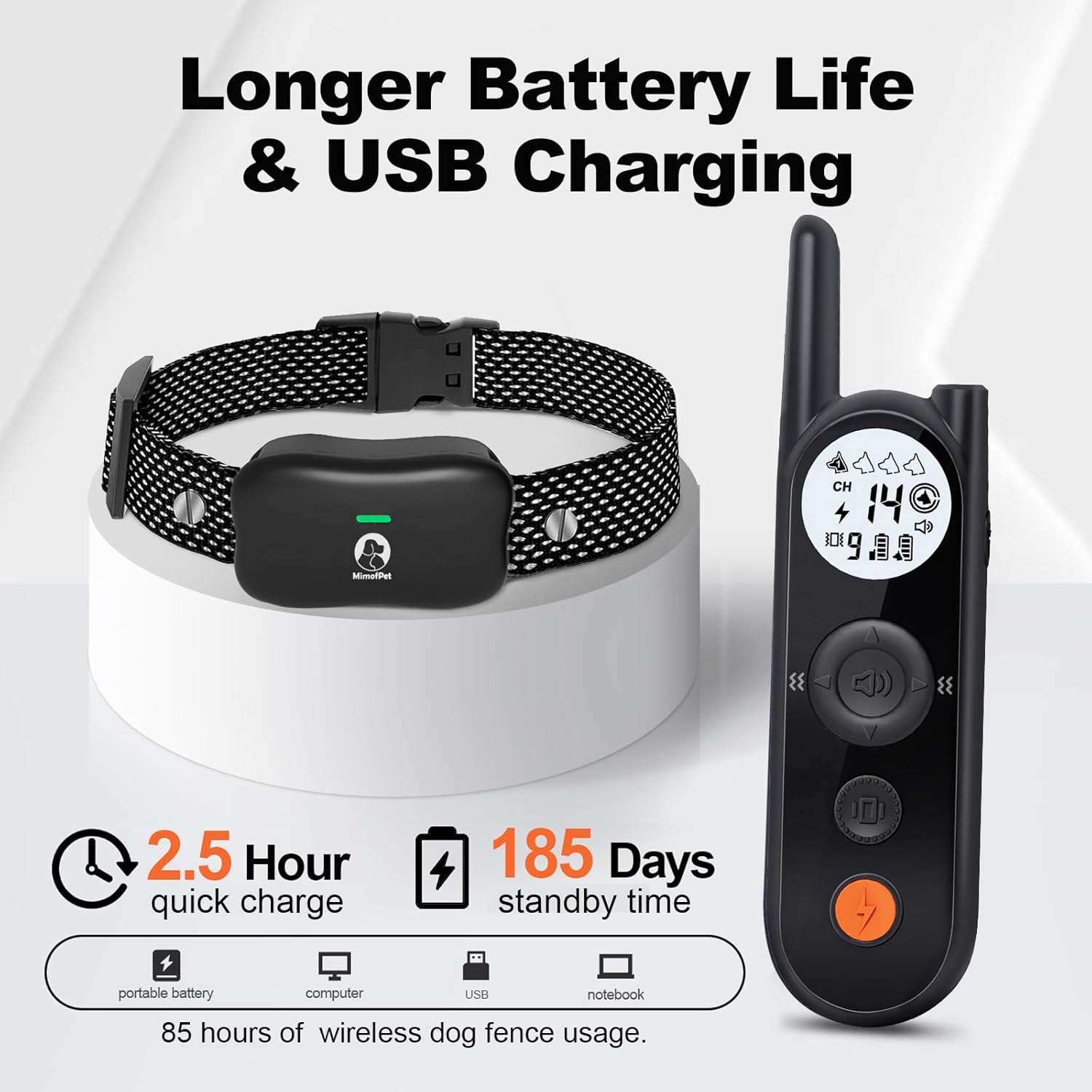 MIMOFPET Wireless Dog Fence System with Training Remote - Up to 3500ft Adjustable Electric Fence,Waterproof Training Collar Rechargeable,Pet Containment System for Large Medium Dogs