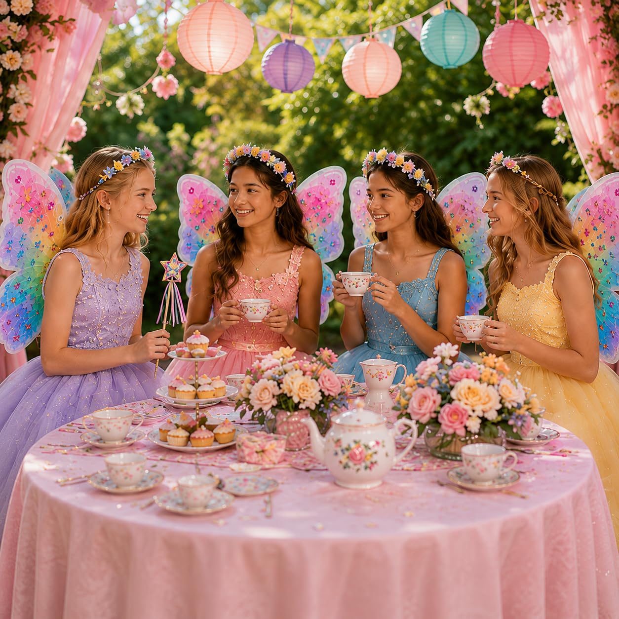Cinrobiye Set di 12 ali da fata fai da te, kit per colorare le tue ali di farfalla con bacchetta fata, bomboniera per feste di compleanno, travestimento da principessa, giochi di ruolo, regali per