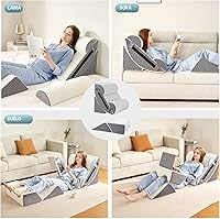 Vista 2 de Yojoker Juego de 6 almohadas ortopédicas de cuña para dormir, espuma poscirugía para el cuerpo, alivio del dolor de espalda y piernas, almohadas