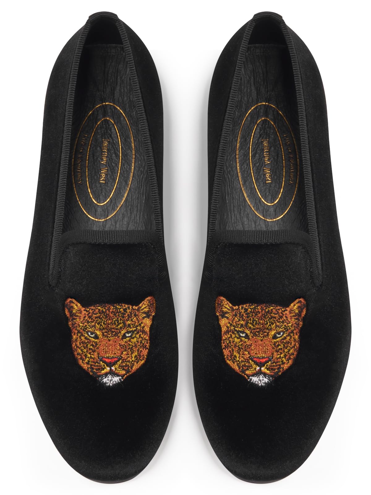Journey West Women's Velvet Loafer Flat with Embroidery Velvet Slippers