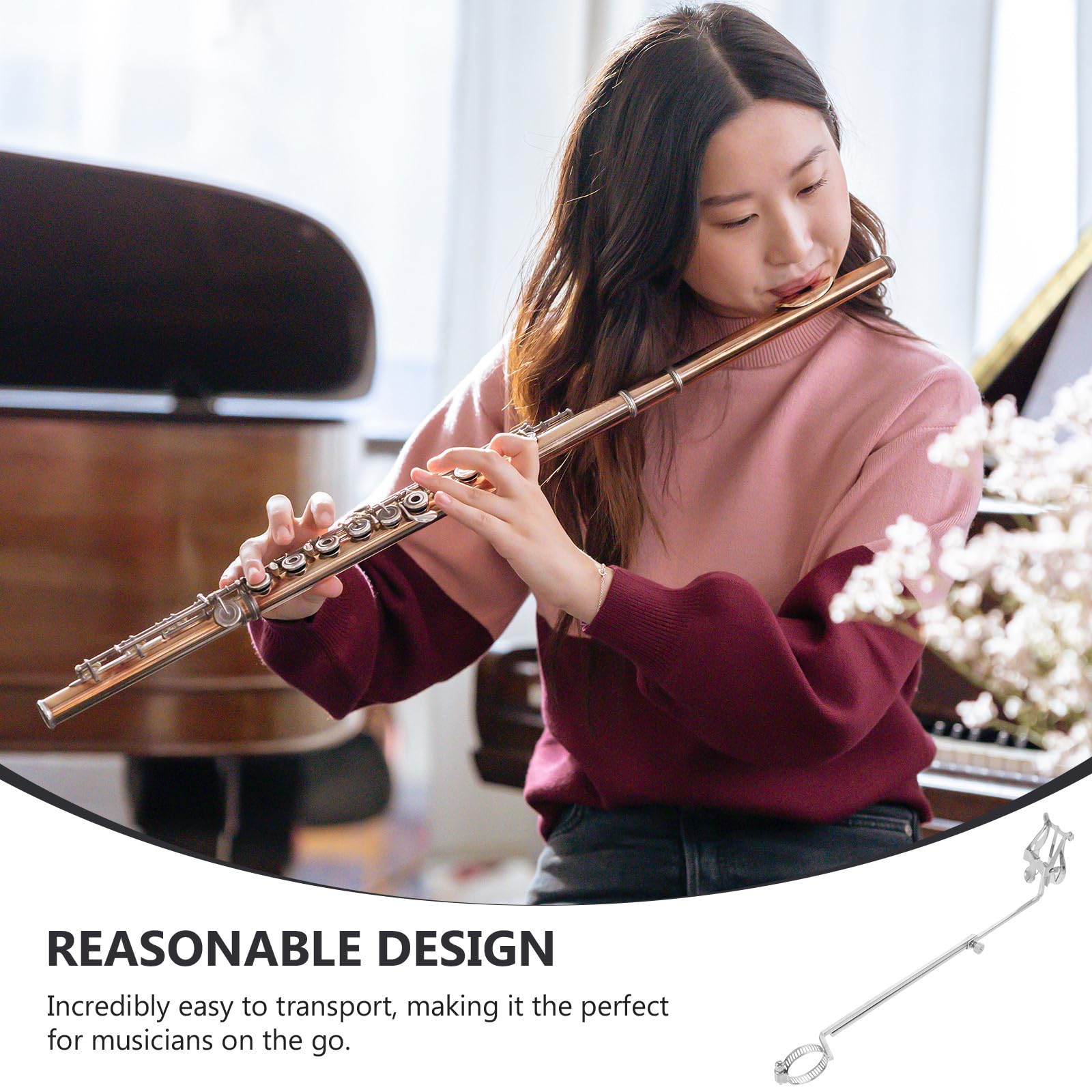 Toddmomy Lyre Angle Réglable pour Flûte Traversière en Fer Argenté Portable Porte-partitions pour Garçon et Filles et Débutants en Musique