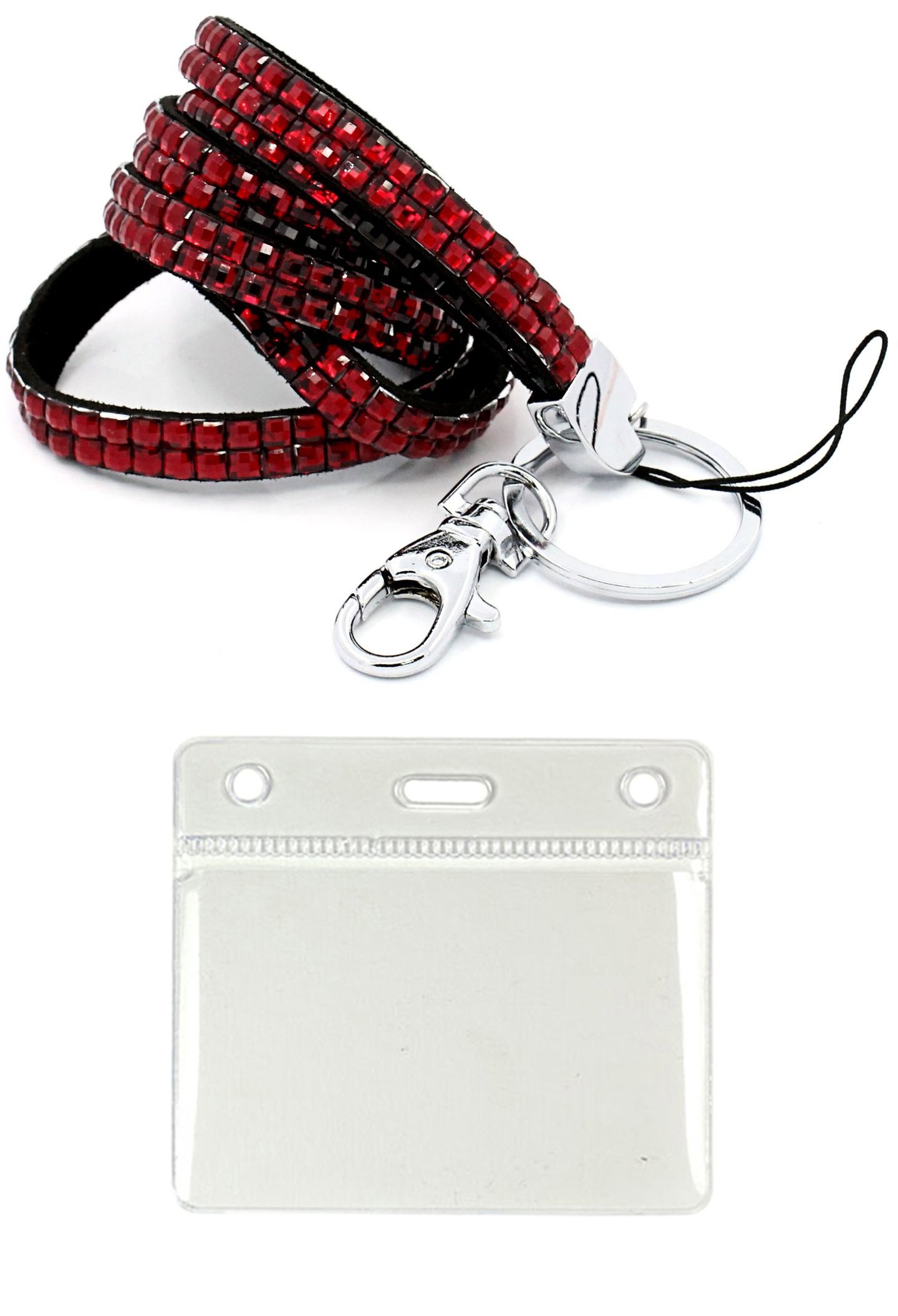 Red Bling Diamante Rhinestone (Breakaway) Lanyards with ID Pocket Pouch Size (60x90mm) โ image 1