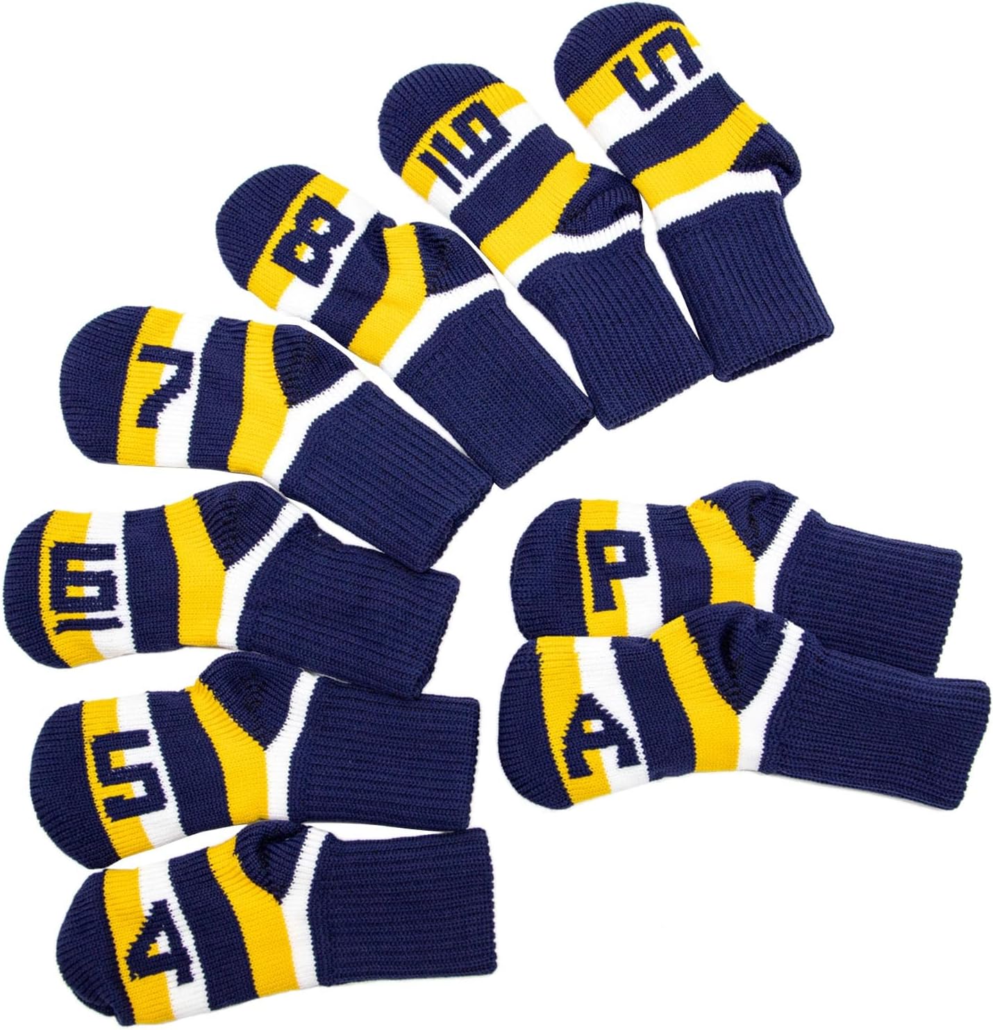 9Pcs Knitted Fabric Golf Iron Cover Iron Head Protect