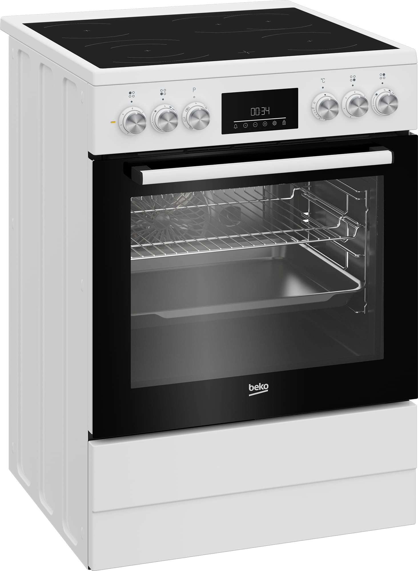 Beko FBM67320WS freistehender Herd 60 cm Backofen 72 l Dampfreinigung SteamShine 8 Heizarten Multifunktionsofen weiß