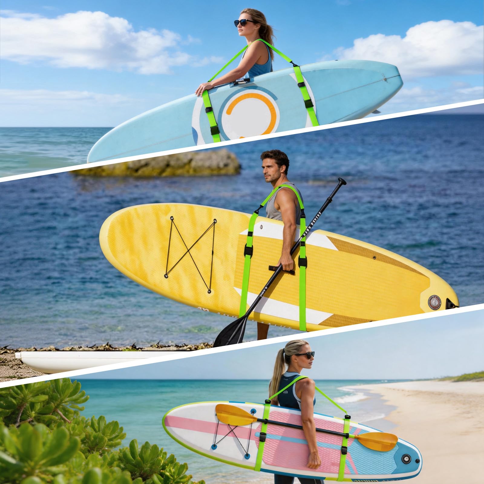 SUP pasek do noszenia, regulowany pasek do noszenia, akcesoria SUP, pasek do noszenia deski surfingowej, deski do wiosłowania, kajaka, longboard, kajaka i SUP Paddle