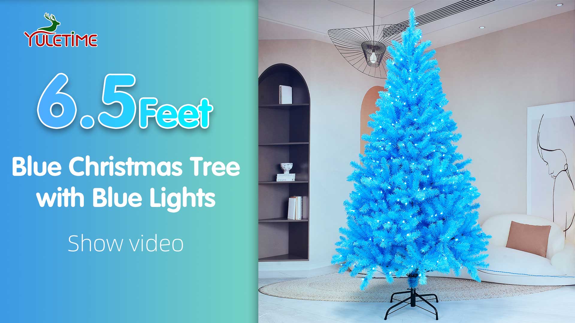 Amazon.com: YULETIME 6.5ft Pre-Lit Blue Christmas Tree, Artificial