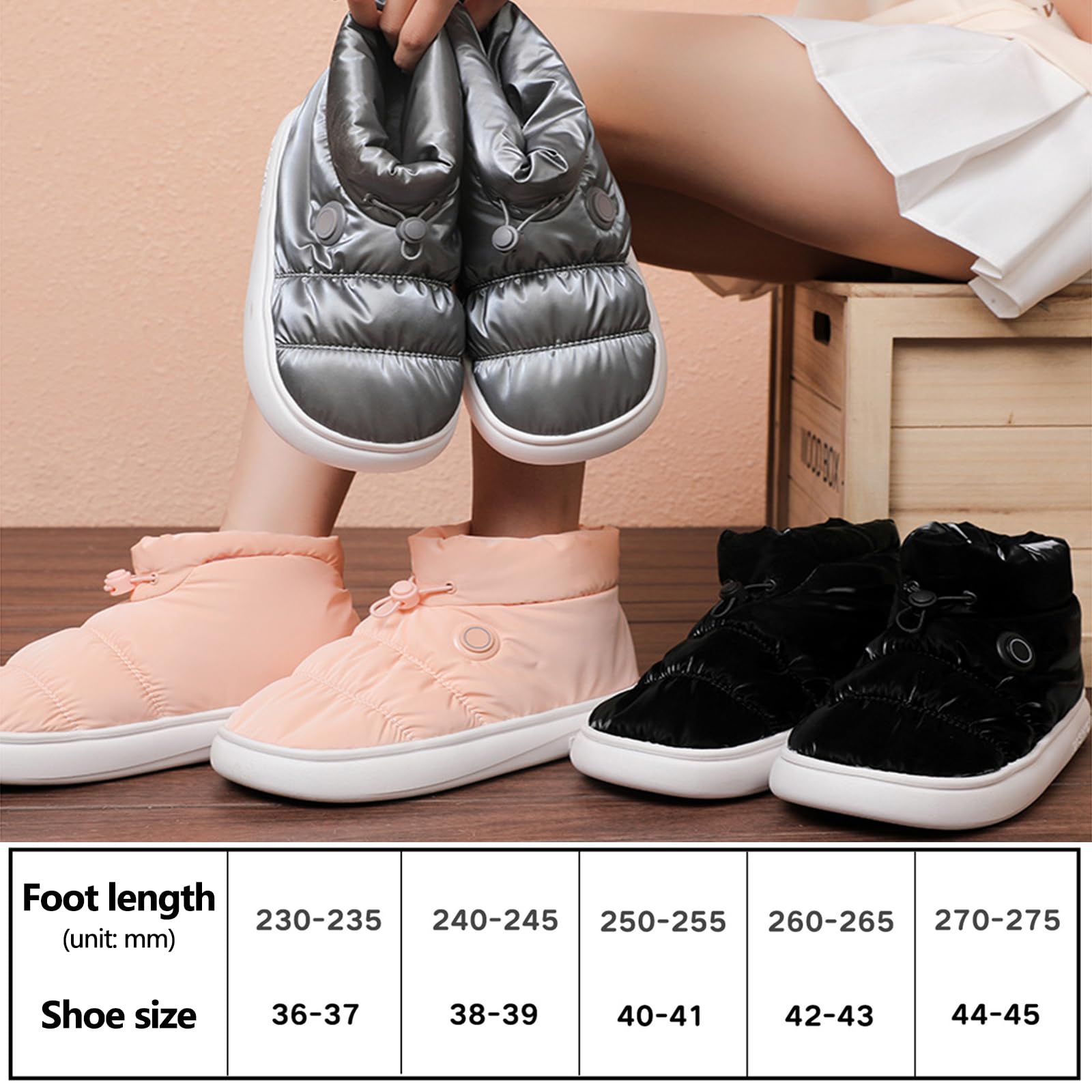 Scarpe Scaldapiedi Riscaldate Elettriche Unisex Inverno Pantofole Riscaldanti Morbido Scaldapiedi Temperatura Regolabile Pantofole Riscaldate Soluzione per Piedi Freddi,B,42/43