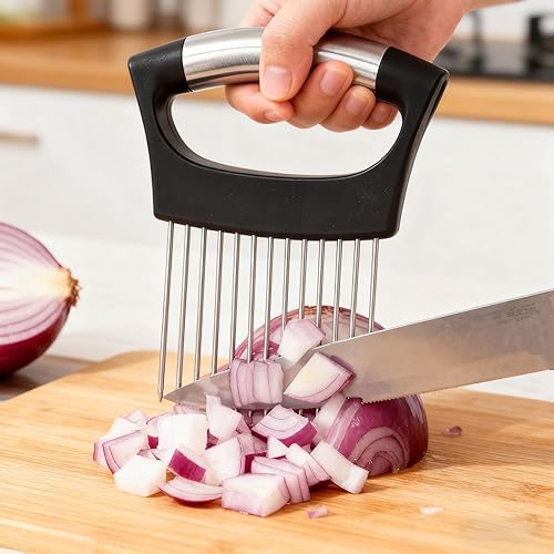 Miniatura 3 de Soporte de cebolla para rebanar, cortador de verduras de limón, tomate, huevos y verduras, herramienta auxiliar para cortar papas, aguacates,