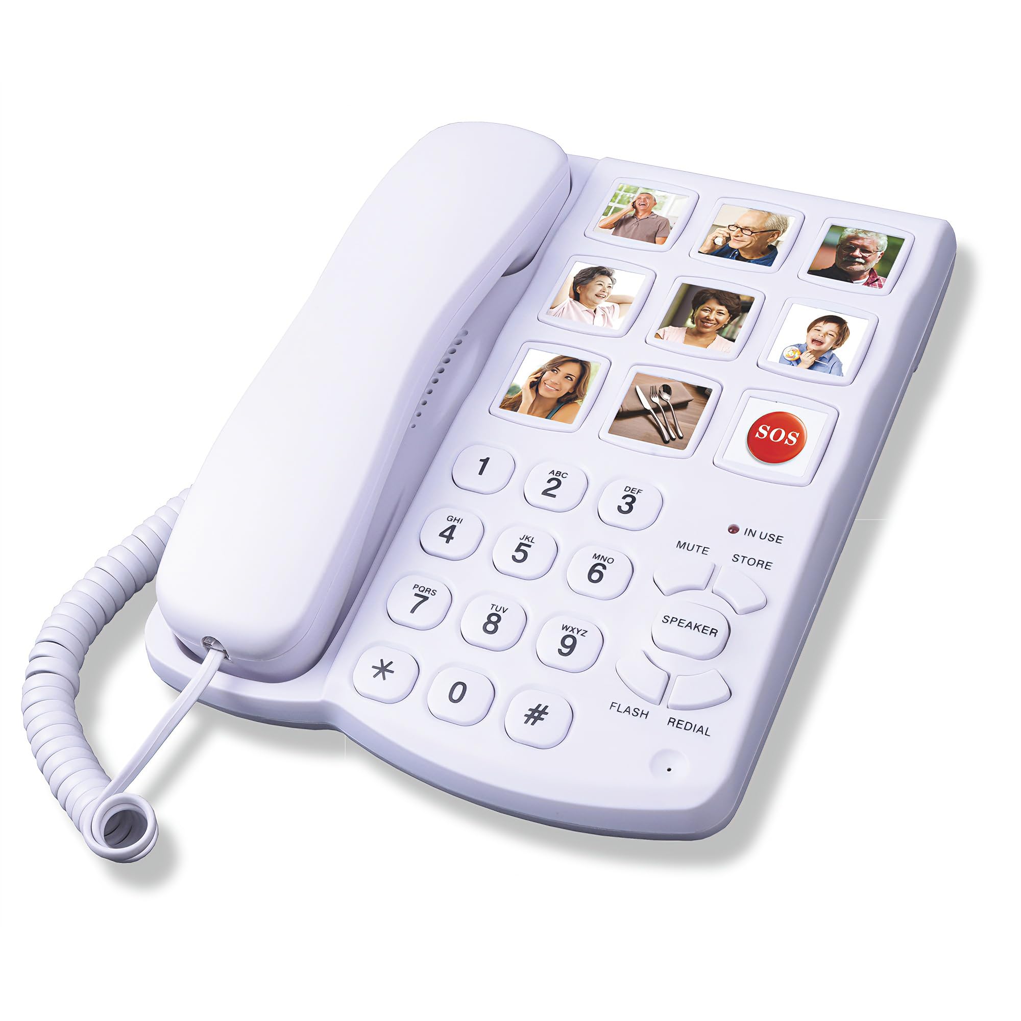 TelPal Big Button Corded Telephone with Speaker for Seniors Elderly, Amplified One Button Touch Picture Landline Phone for Old People, SOS Desk Telephones with Easy to Read Digit Numbers-image-28