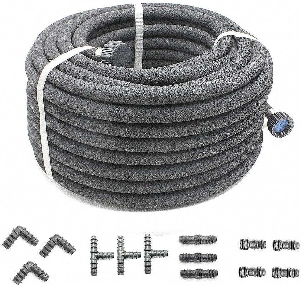 Taisia 1/2" Soaker Hose 100 ft Round Rubber Garden Water Hoses, Heavy Duty Drip Hose for Watering Irrigation, Water Seeper Soaker Hoses for Garden, Lawn and Plants