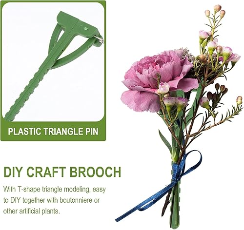 Miniatura 2 de EXCEART Broche de boda para manualidades, 100 piezas de pasadores de seguridad de plástico para ojales, ramilletes para boda, novio, broche de