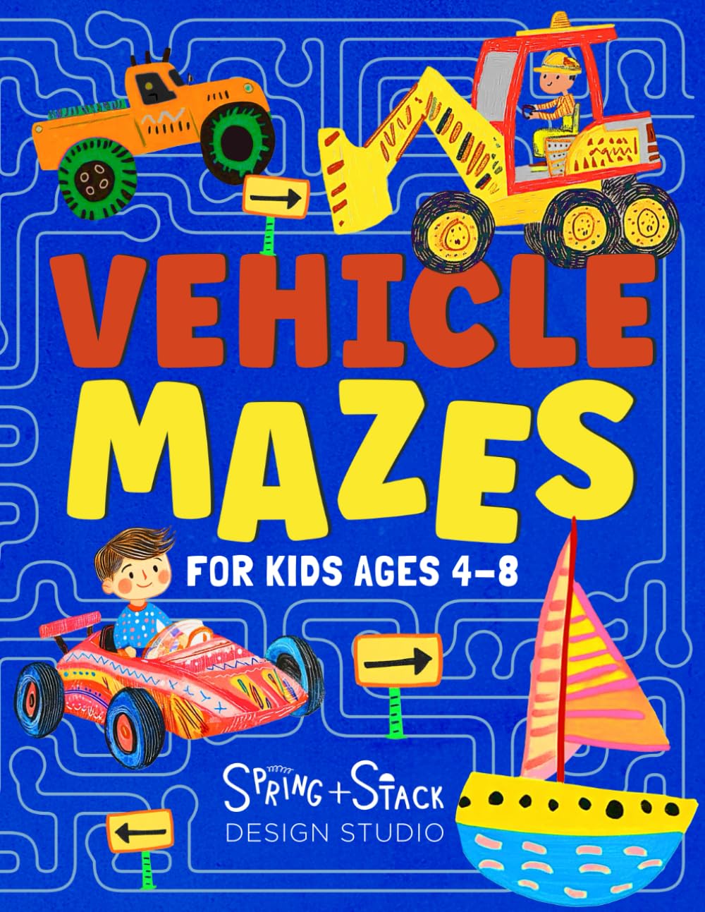 Vehicle Mazes for Kids Ages 4-8: 100 Puzzles - Cars, Trucks, Trains, Planes, Boats + Things That Go! - Fun and Educational Activity Book