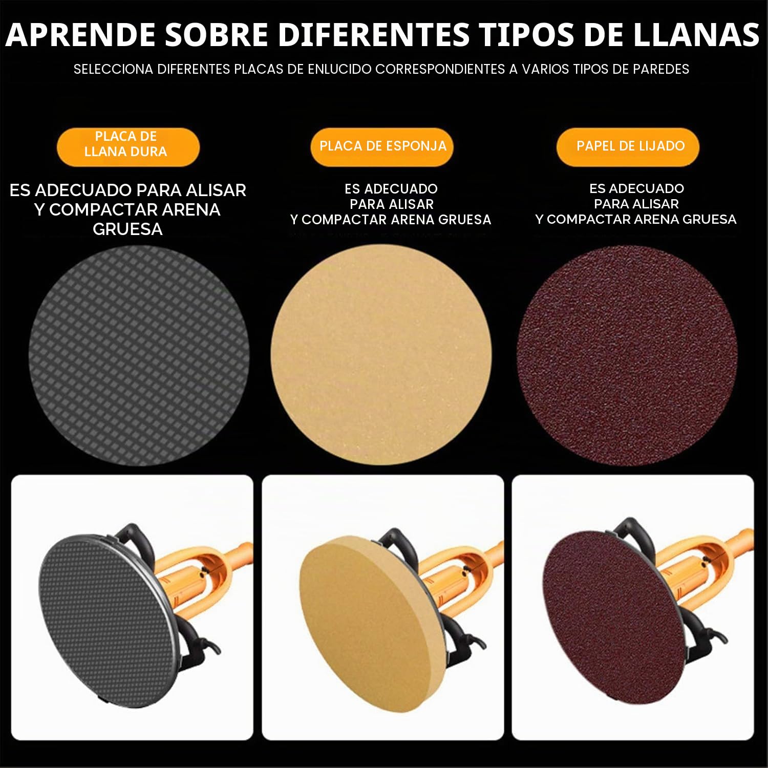 Lijadora de pared de 2880W,lijadora para paredes de yeso de 280-2800rpm,luz LED,accesorio mezclador,lijadora de paredes con 1-6velocidades variables,lijado grueso,placa de masilla autoadhesiva