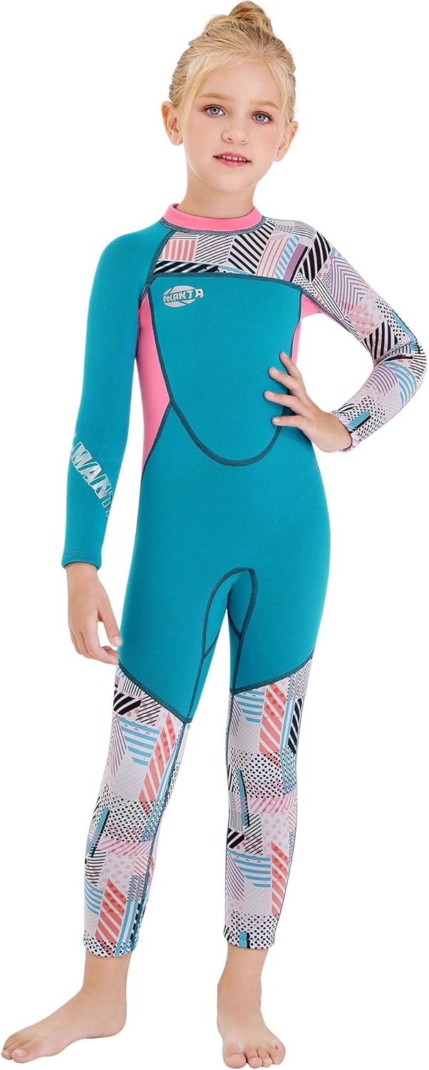 Little Kids Girls Boys UV Protection Swimsuits 2.5mm Neoprene Keep Warm Wetsuit Long Sleeves Diving Suits