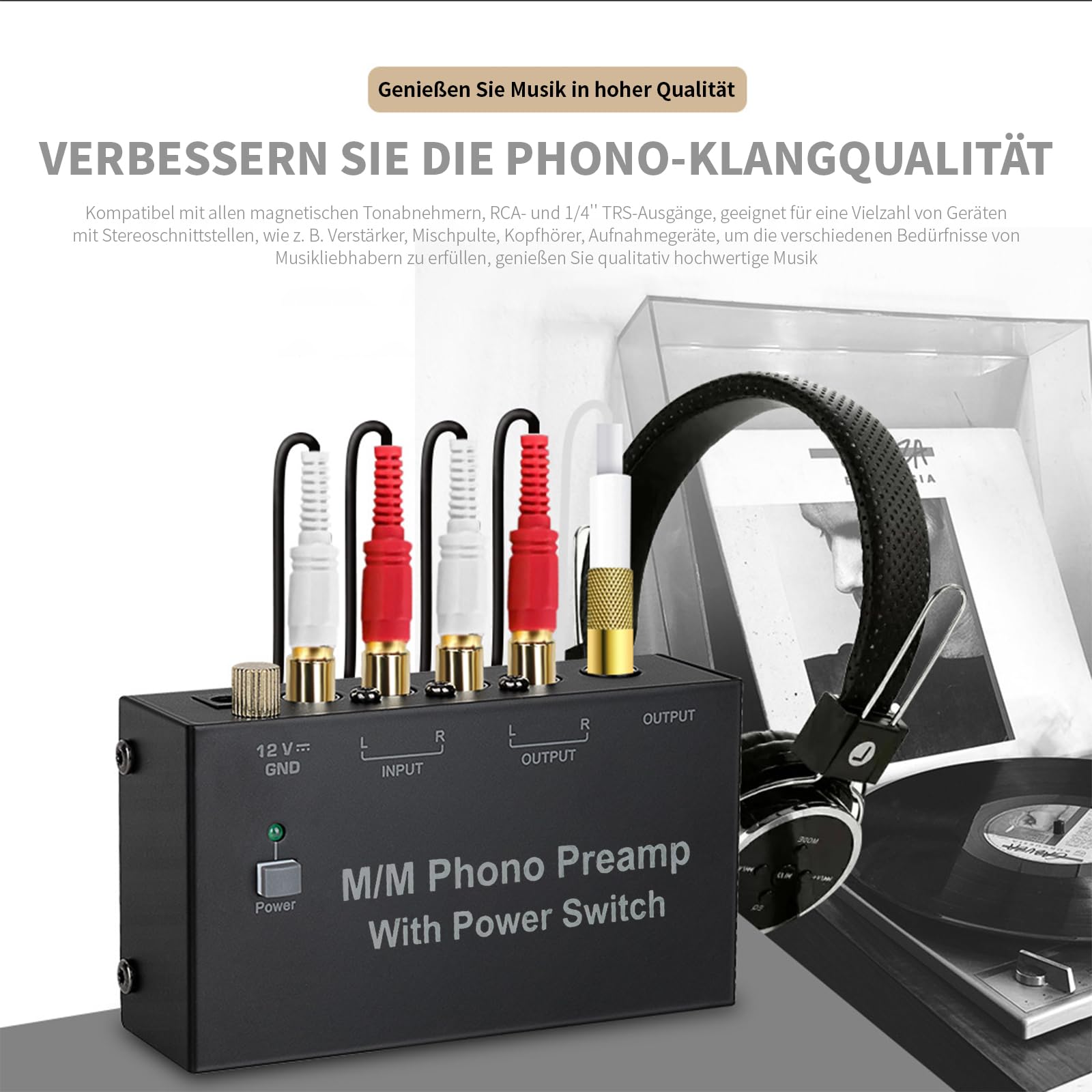 Magicbox Phono Vorverstärker Pro | RIAA-MM Vorverstärker mit 92dB SNR, RCA/TRS/Klinke & Plug-and-Play – Für Audio-Technica/Sony/Vintage