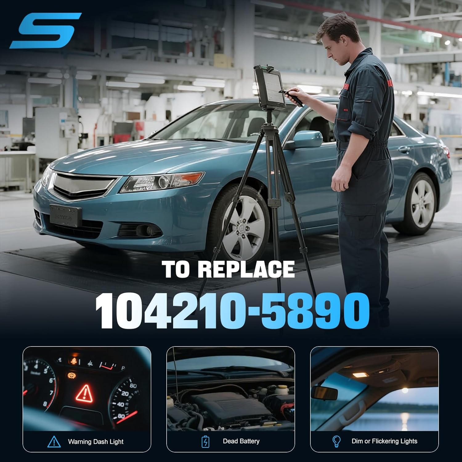 Alternator Generator Part Fit for Honda Accord 2.4L 2008-2012 for Acura for TSX 2.4L 2011-2013,130Amp/12Volt High Output Alternator,AC generator Replace 31100-R40-A01RM 104210-5890