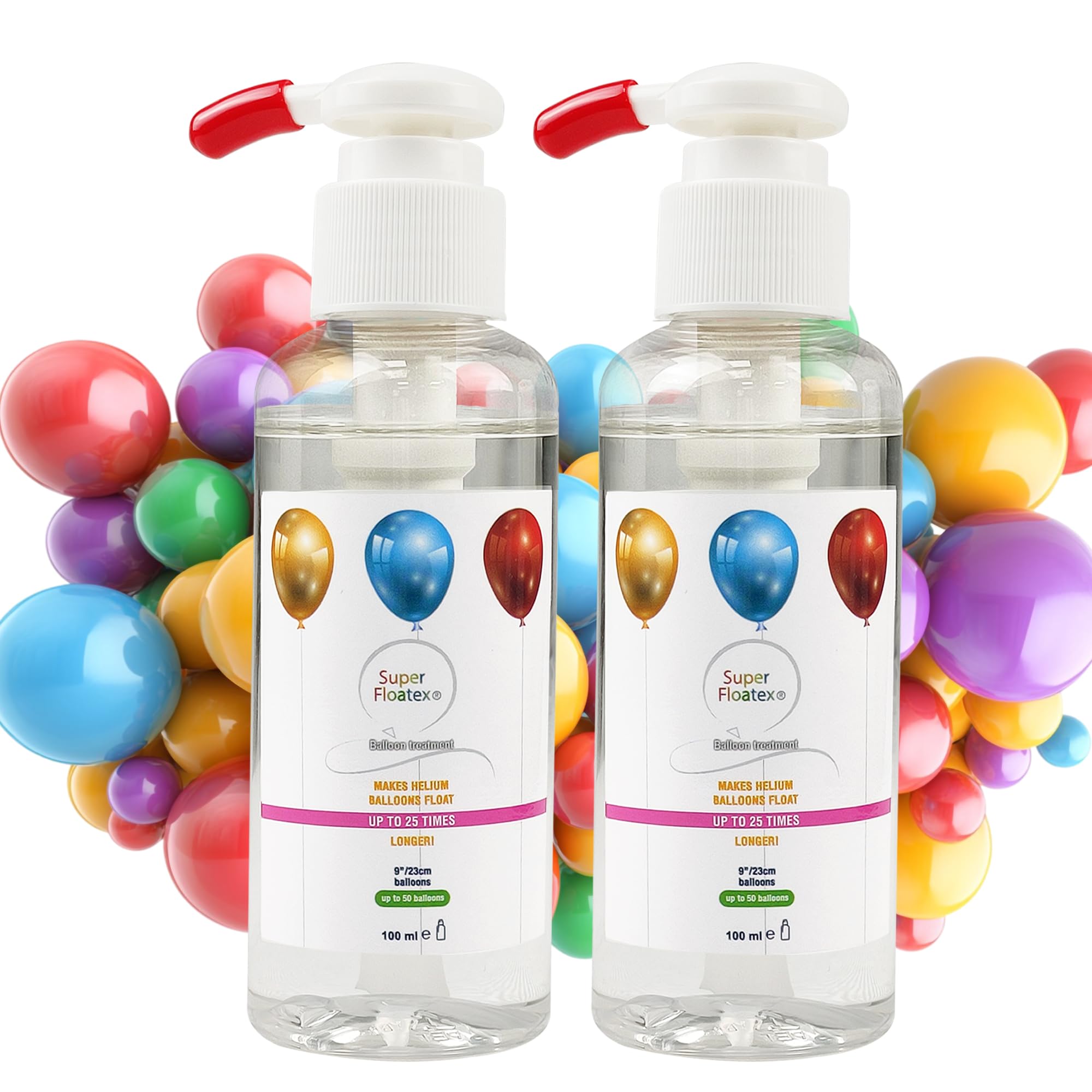 PULO CP Mfg 100ML 2 Bottles Helium Balloon Protection Fluid Ultra Treatment for Latex Balloons Makes Latex Balloons Longer Long-Lasting for Parties