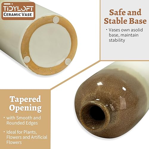 Miniatura 3 de SeekElegant Juego de 3 jarrones de cerámica pequeños para decoración moderna del hogar, florero bohemio de granja, jarrón decorativo para mesa de