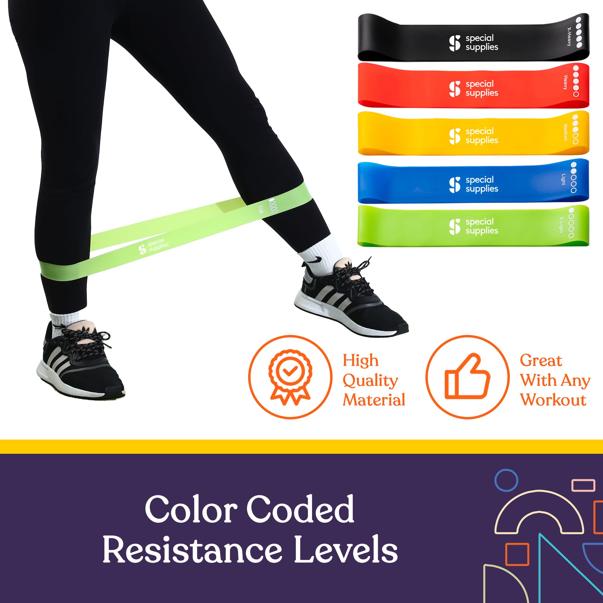Exercise Resistance Bands Set - 4 Levels TPE Elastic Bands For Strength Training & Yoga (1.5M)