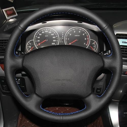 Miniatura 2 de Cubierta de cuero negro del volante del coche para Toyota Land Cruiser Prado 120e DIY mano-cosido cubiertas del volante del coche