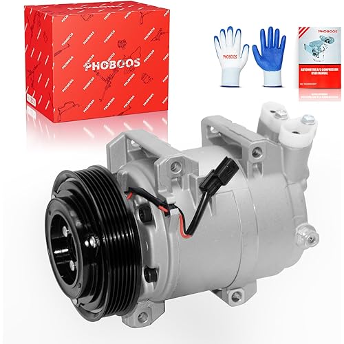 PHOBOOS A/C Compressor with Clutch Compatible with Nissan Rogue 2008-2013 L4 2.5L, Nissan Rogue Select 2014-2015 L4 2.5L, Fast Cooling, Low Noise, Easy Installation, Ref. CO-11200C, 98490