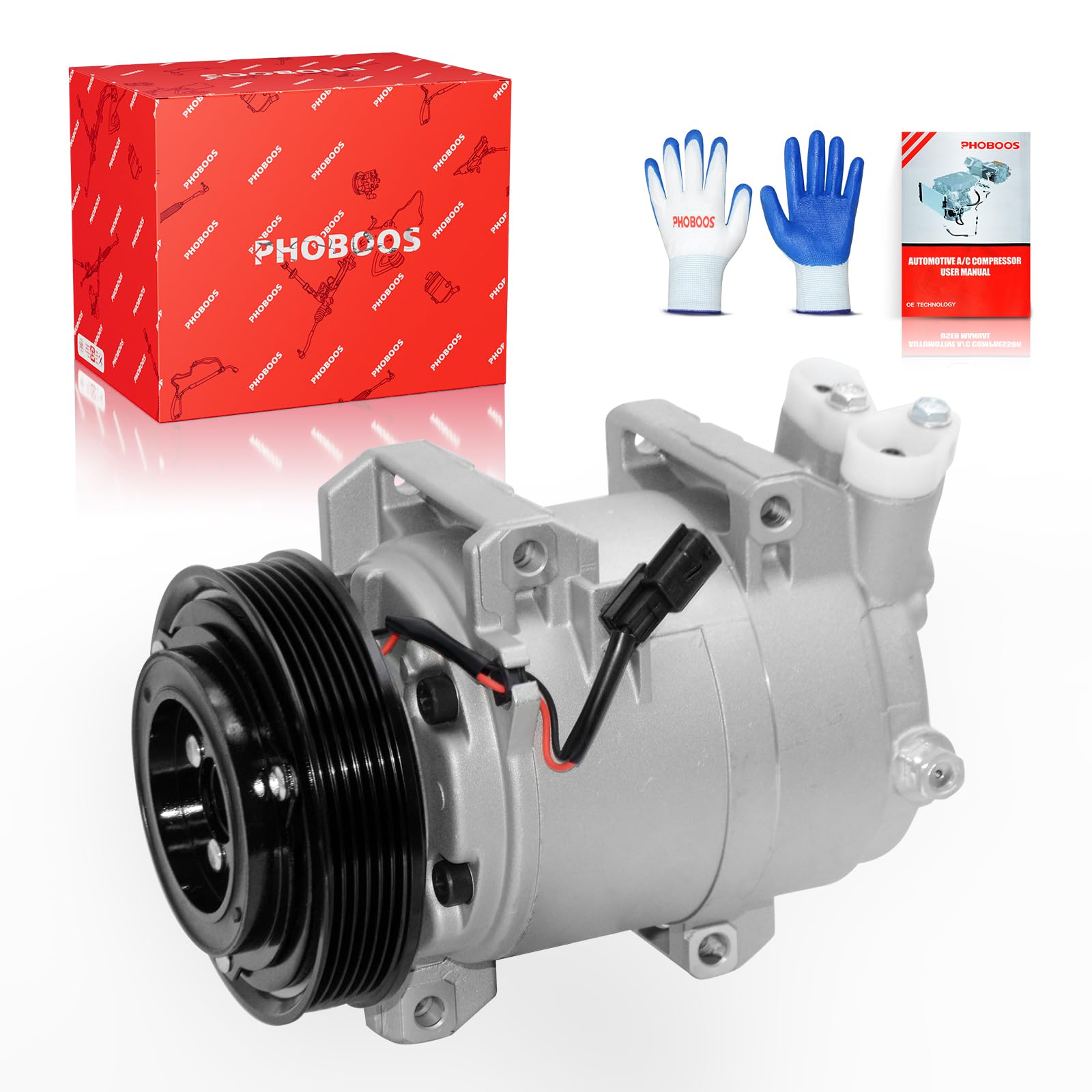 Photo 1 of PHOBOOS A/C Compressor with Clutch Compatible with Nissan Rogue 2008-2013 L4 2.5L, Rogue Select 2014-2015 L4 2.5L, Fast Cooling, Low Noise, Easy Installation, Ref. CO-11200C, 98490
