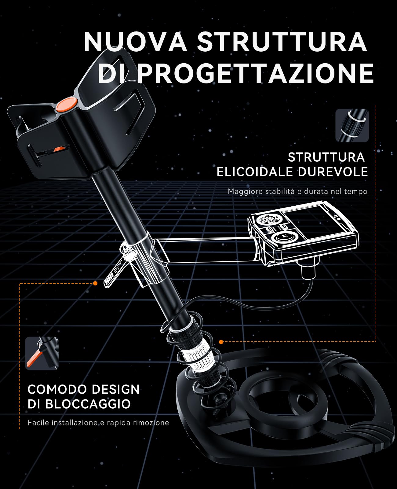 SUNPOW Metal Detector per Adulti Professionale - Alta Precisione, Bobina Impermeabile 12", LCD Retroilluminato 2X, Chip DSP Avanzato, 5 Modalità, Lunghezza Regolabile, Struttura Robusta - OTMD14