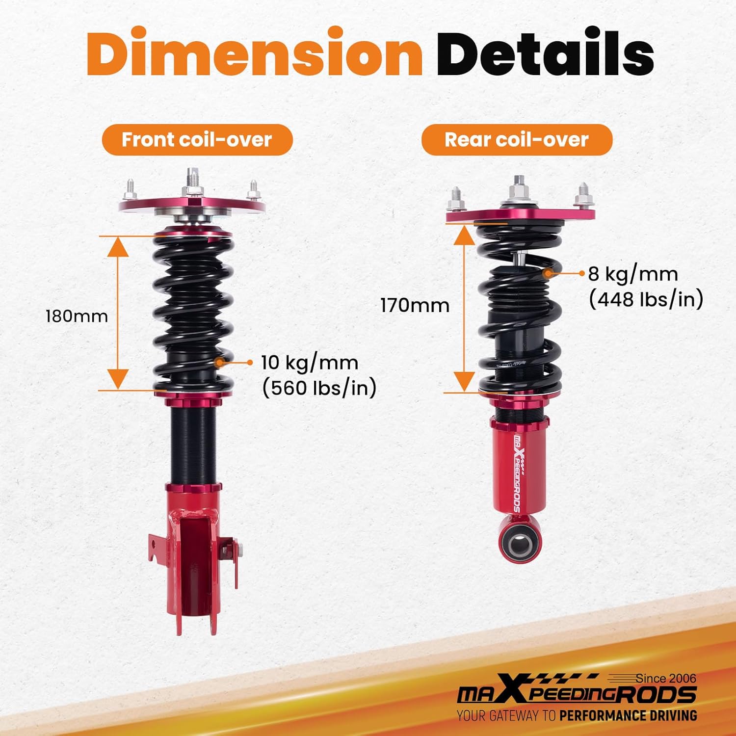 maXpeedingrods Coilovers for Subaru WRX 2015-2021, for WRX STI 2015-2021, Height Adjustable Full Coilover, Suspension Kit, Preset Damping Shock Absorber Struts, Lowering Kit Red