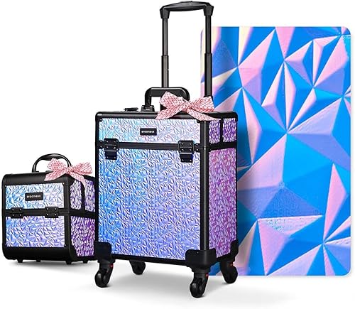 Vista 75 de BYOOTIQUE Cosmetology - Estuche rodante para almacenamiento de uñas, carrito de almacenamiento para maquillaje, maleta de peluquería de viaje