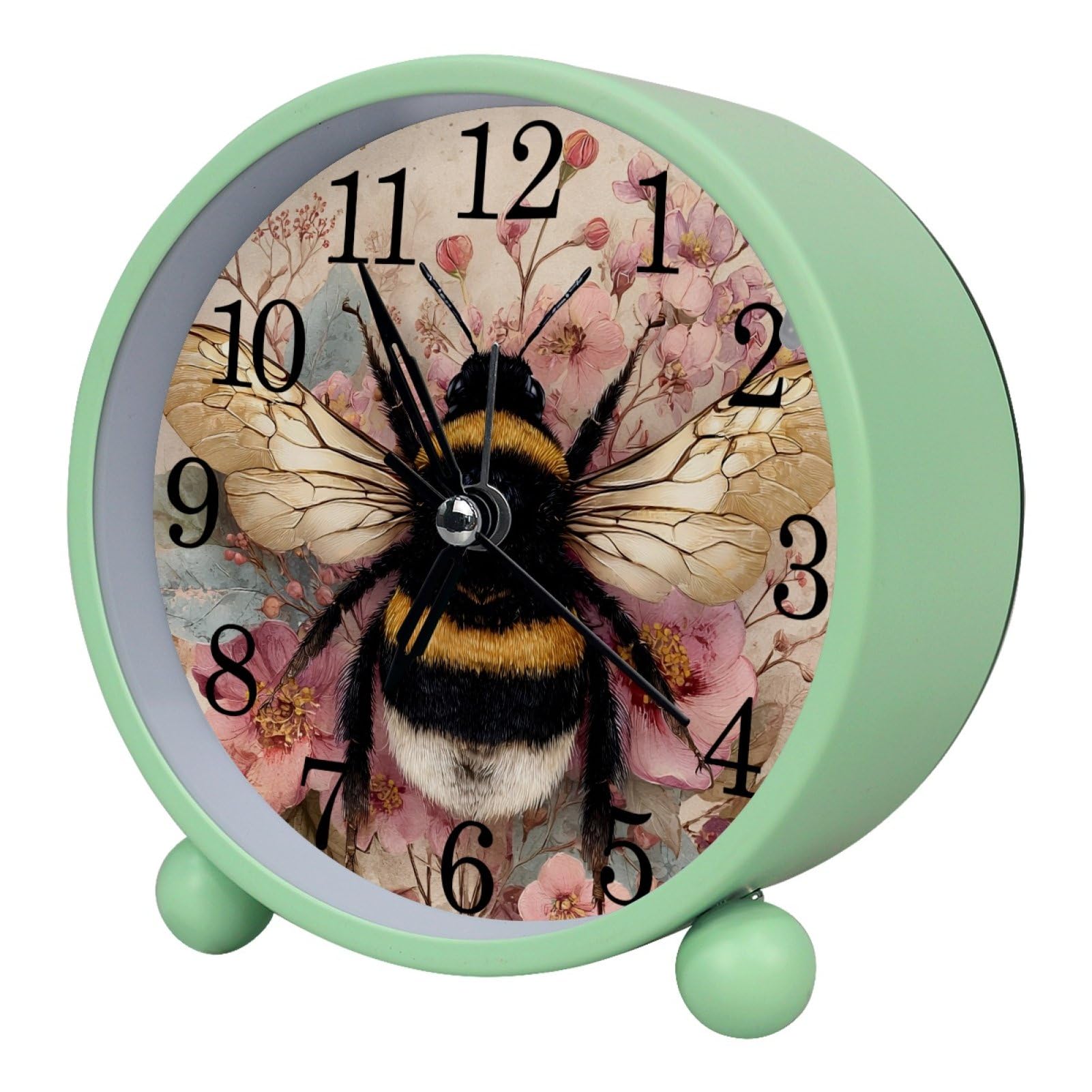 etoenbrc Watercolor Butterfly Silent Analog Alarm Clock Small Battery Operated Clock Slient Plastic Table Clock for Living Room Bedroom Color6