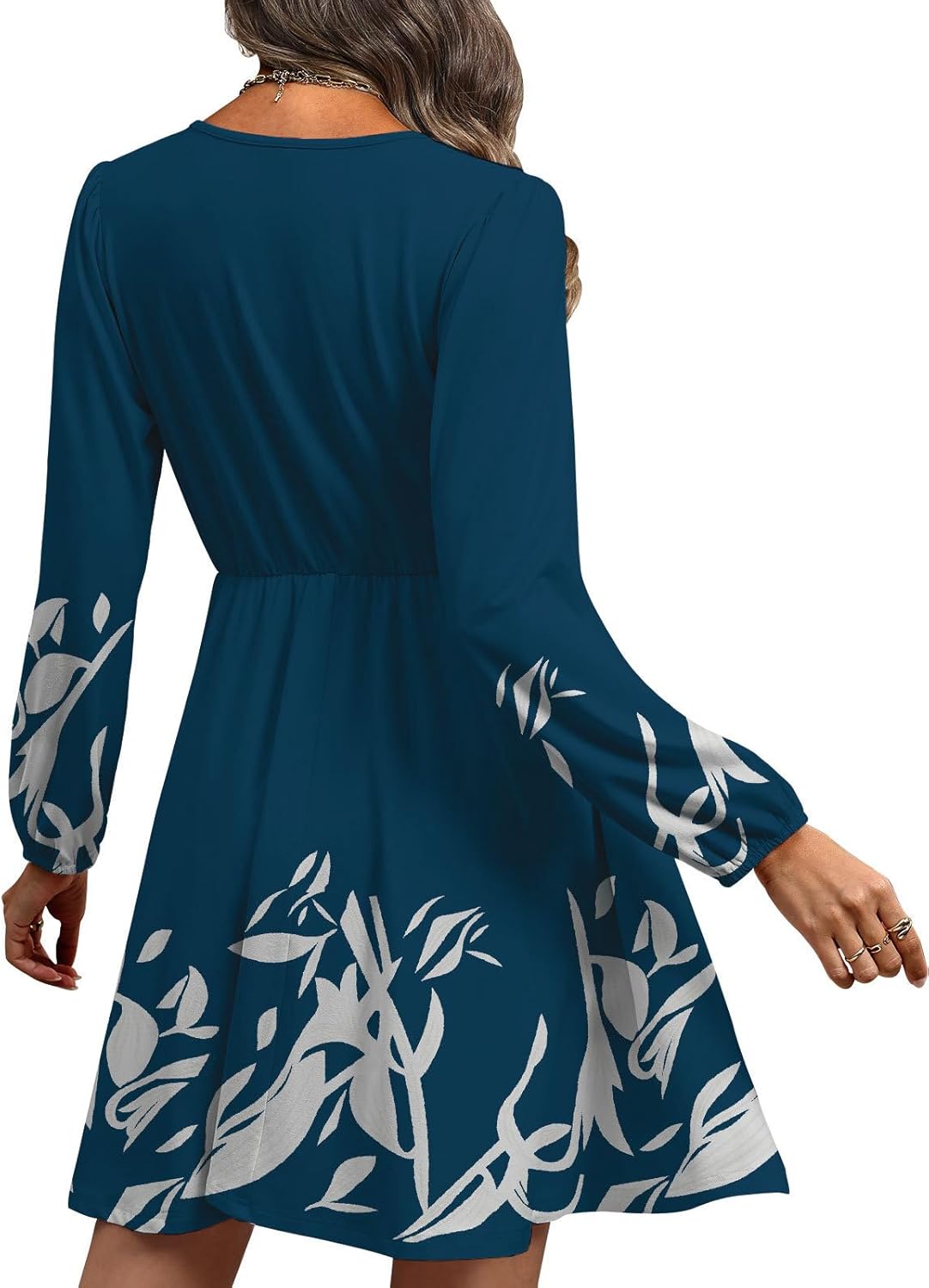 MixShe Summer Dresses for Women 2025 Wedding Guest Dress Fall Fashion Italian Outfits Elegant Classy Homecoming Clothing Plus Size Beach Vacation Clothes C Blue Floral X-Large - Image 5